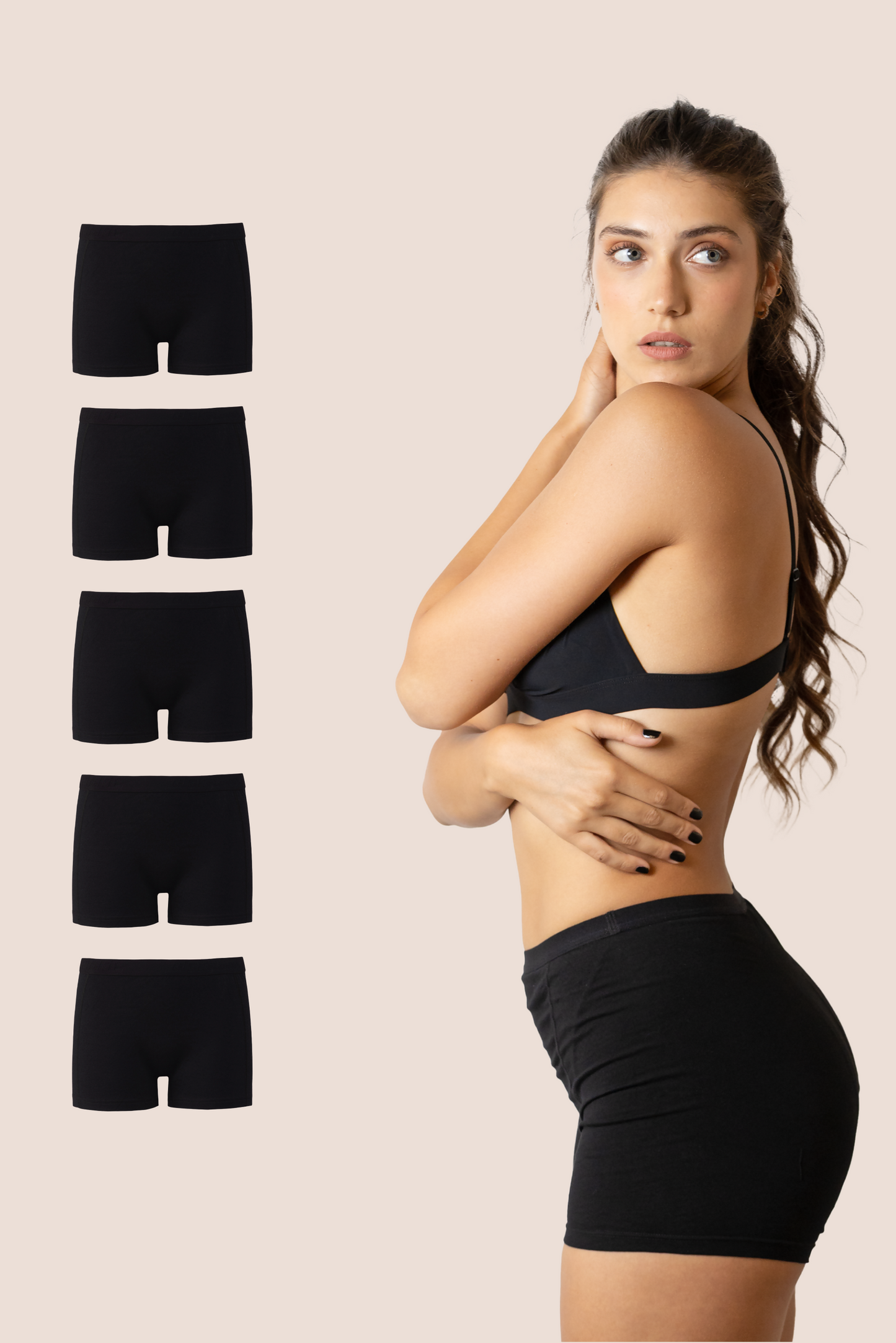 PERIOD BOXER BLACK PACK 5
