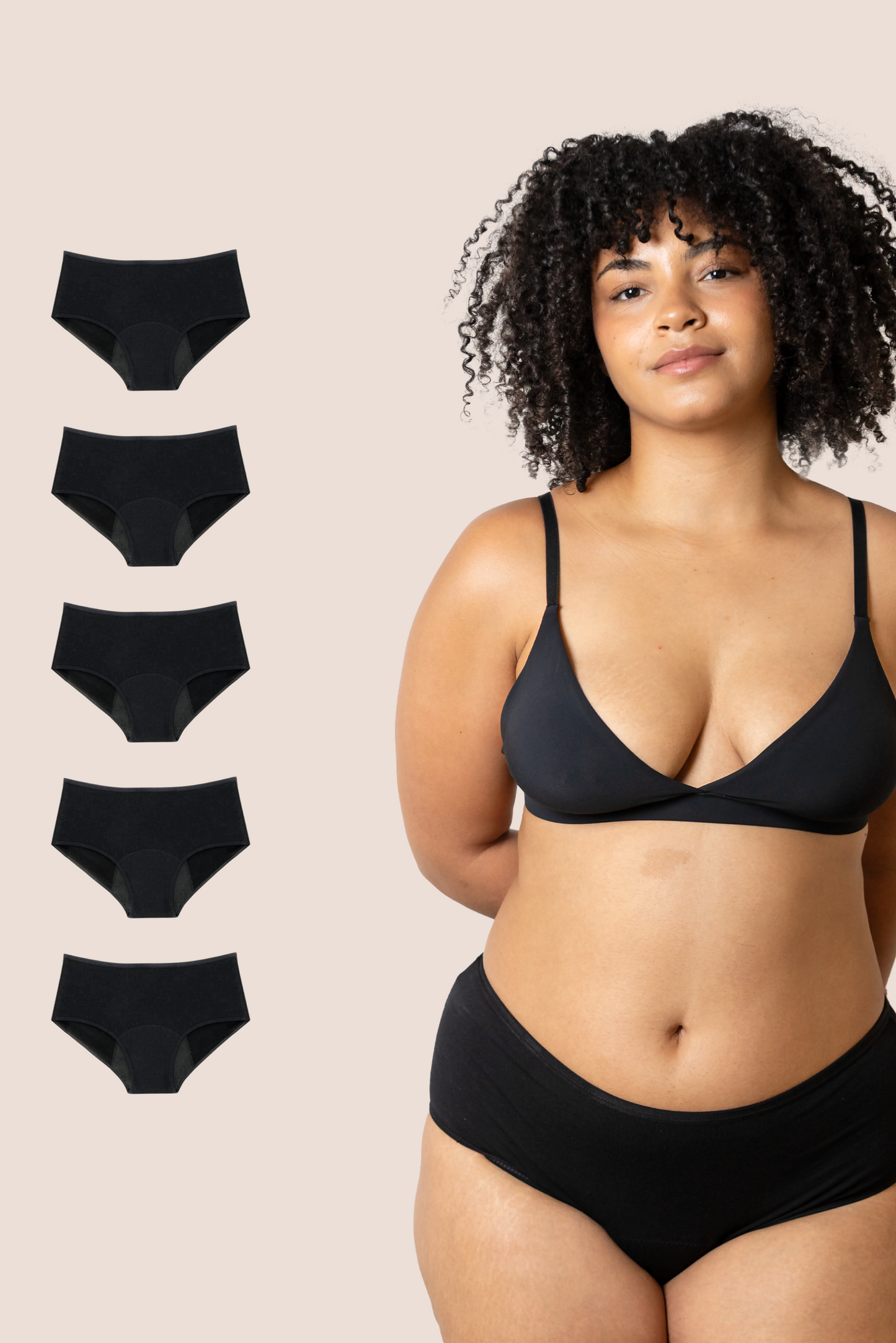 POSTPARTUM PANTIES BLACK PACK 5