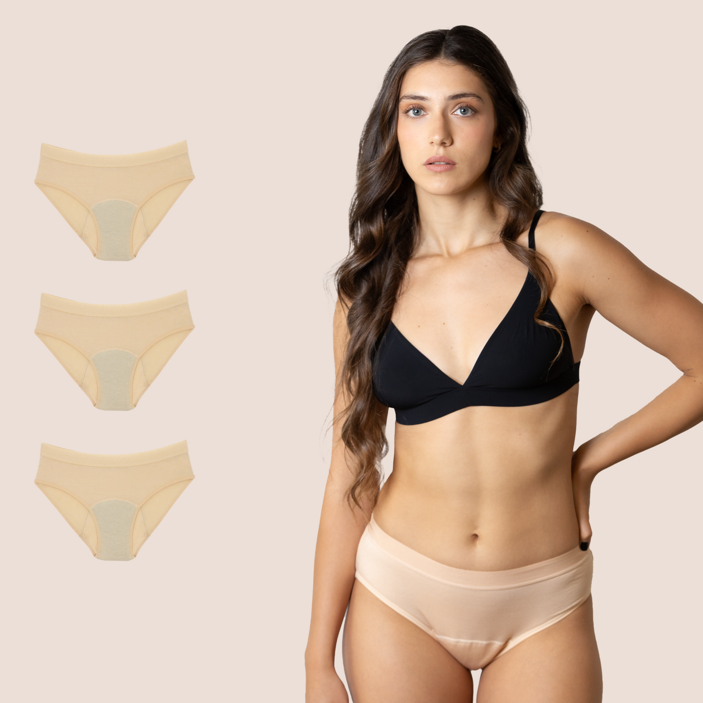 CLASSIC PERIOD PANTIES BEIGE PACK 3