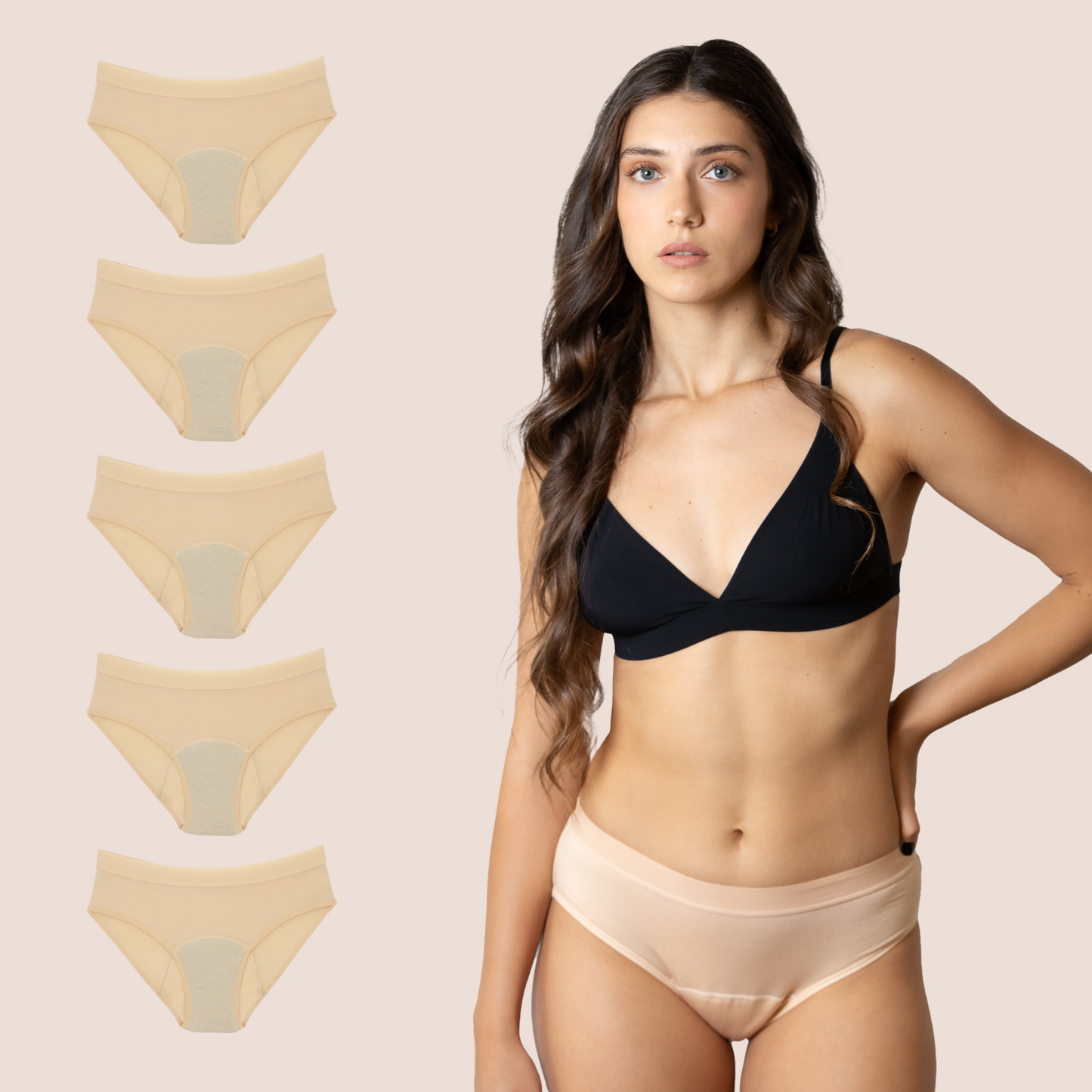 CLASSIC PERIOD PANTIES BEIGE PACK 5