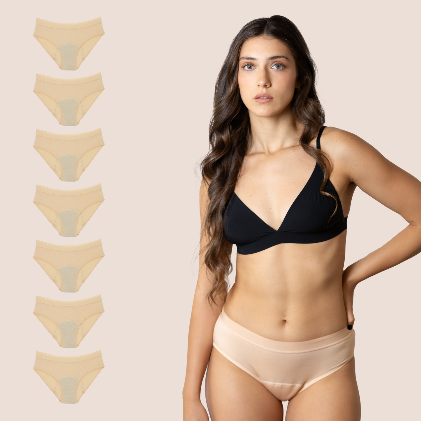 CLASSIC PERIOD PANTIES BEIGE PACK 7