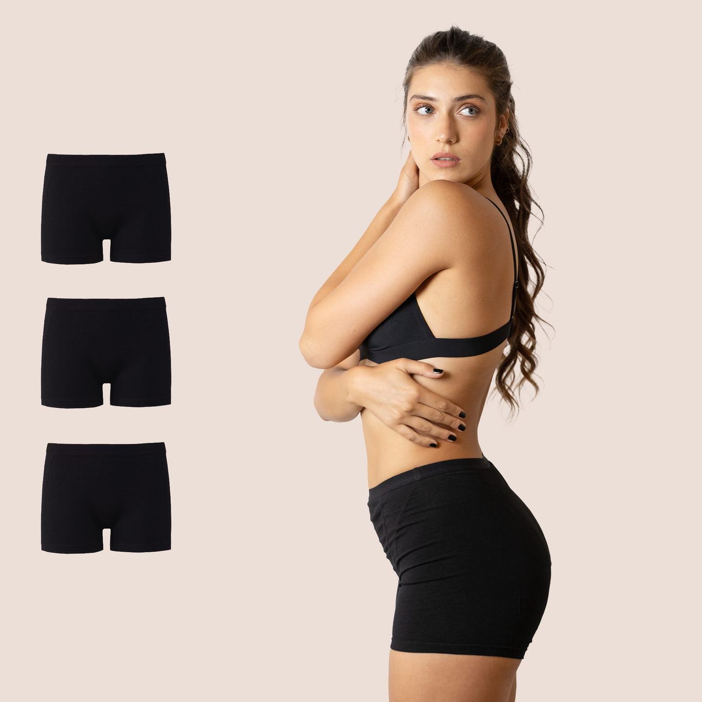 PERIOD BOXER BLACK PACK 3