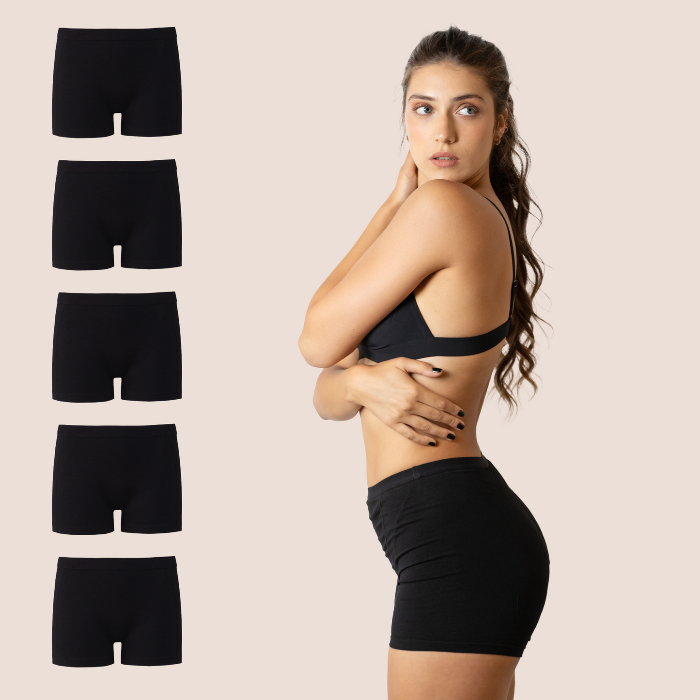 PERIOD BOXER BLACK PACK 5