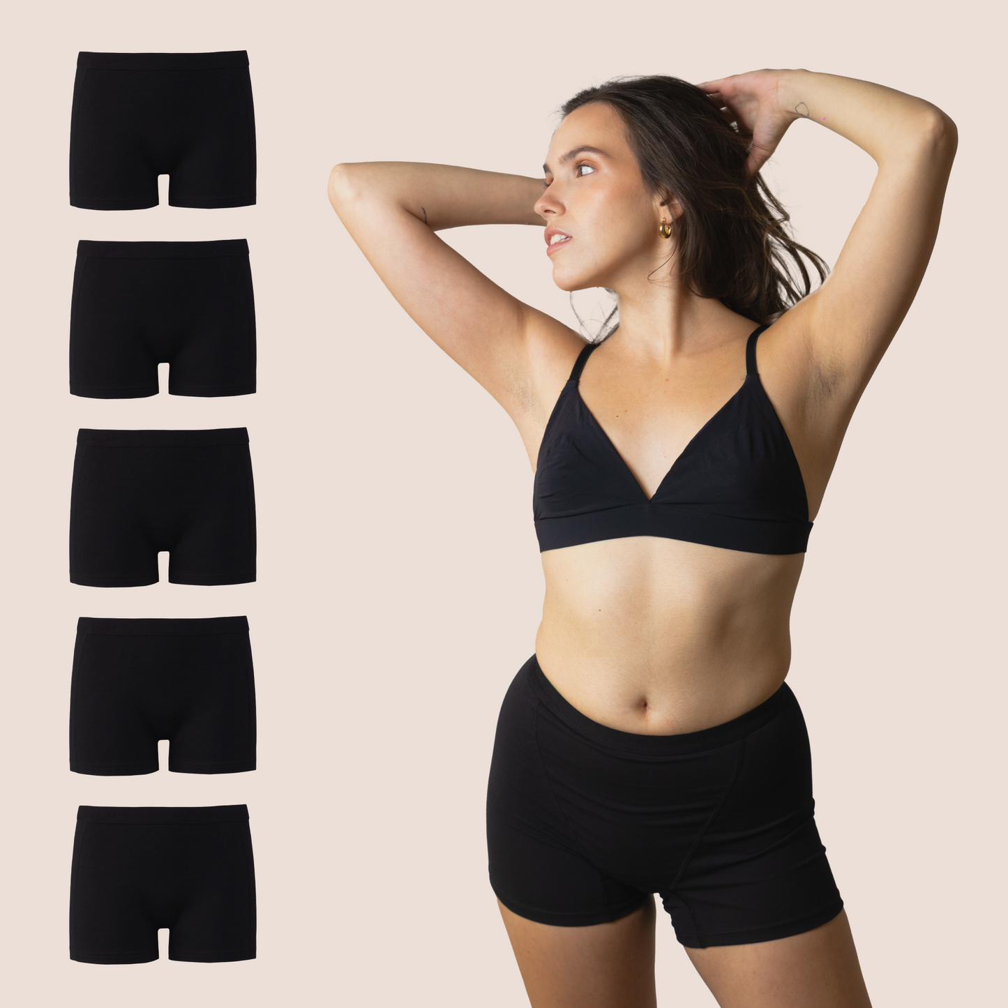 PERIOD BOXER TEEN BLACK PACK 5