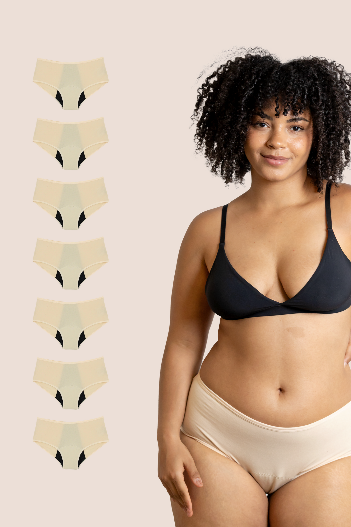 PERIOD PANTIES BEIGE HIGH WAIST PACK 7