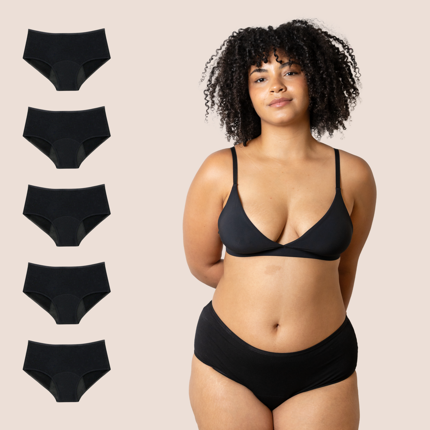 PERIOD PANTIES HIGH WAIST BLACK PACK 5