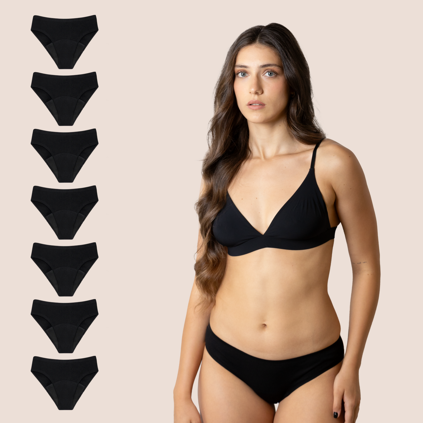 PERIOD PANTIES SEAMLESS BLACK PACK 7