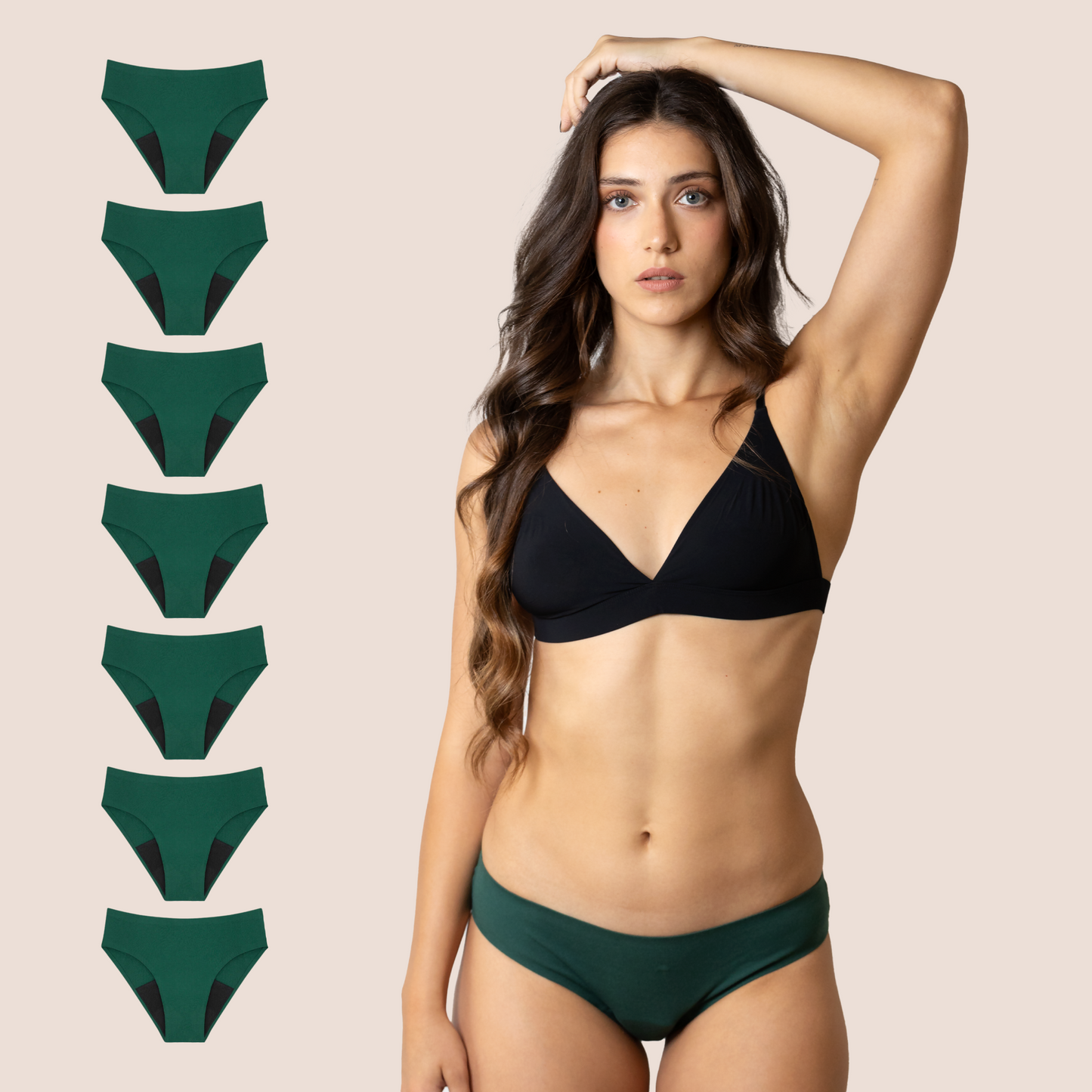 PERIOD PANTIES SEAMLESS GREEN PACK 7
