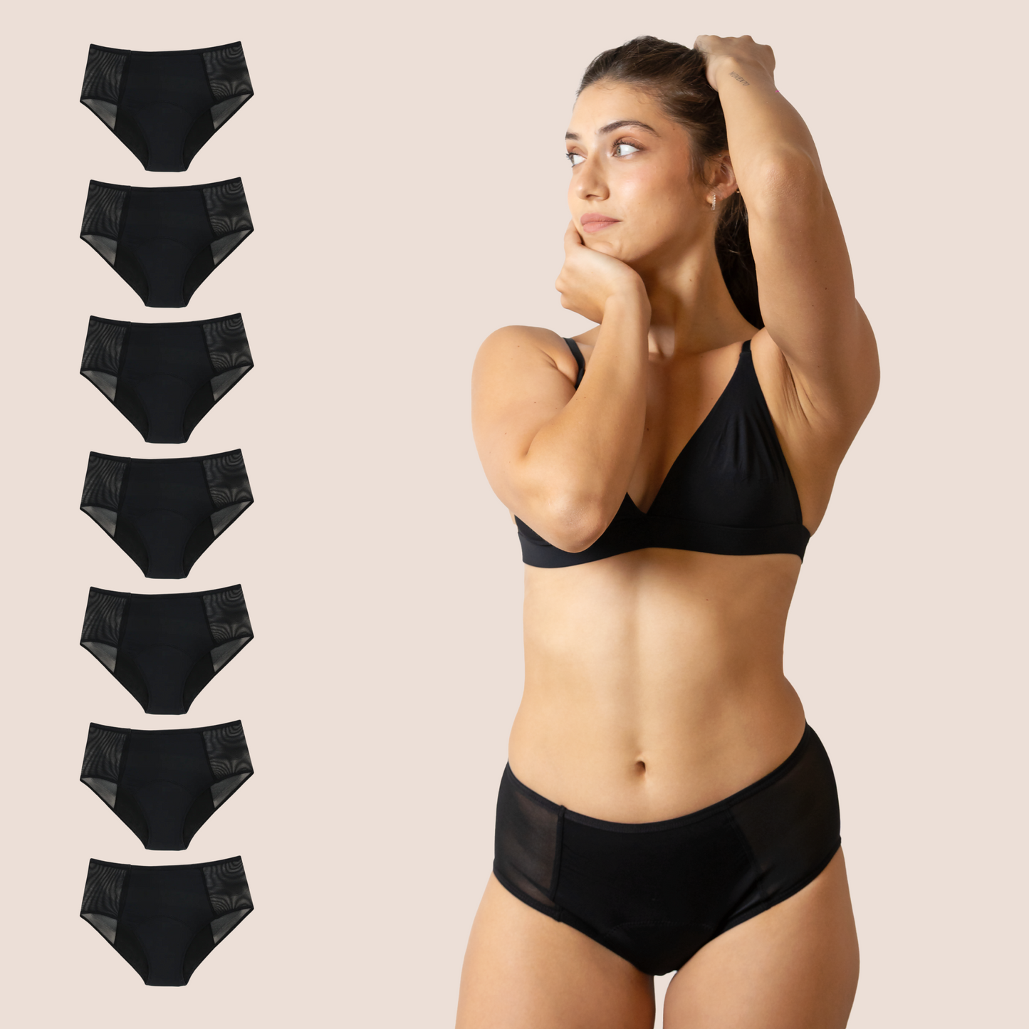 PERIOD PANTY HIGH WAIST TRANSPARENT HIPS PACK 7