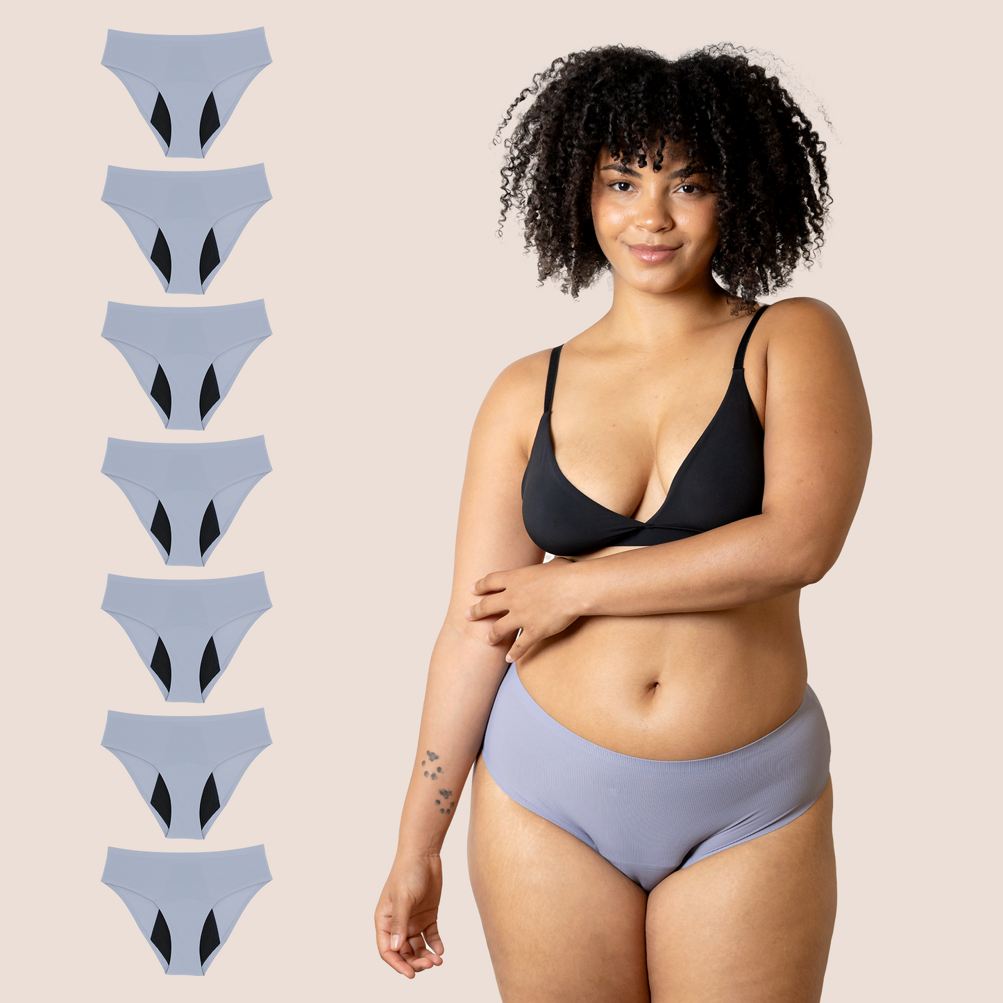 PERIOD PANTY SEAMLESS HIGH WAIST LAVENDER PACK 7