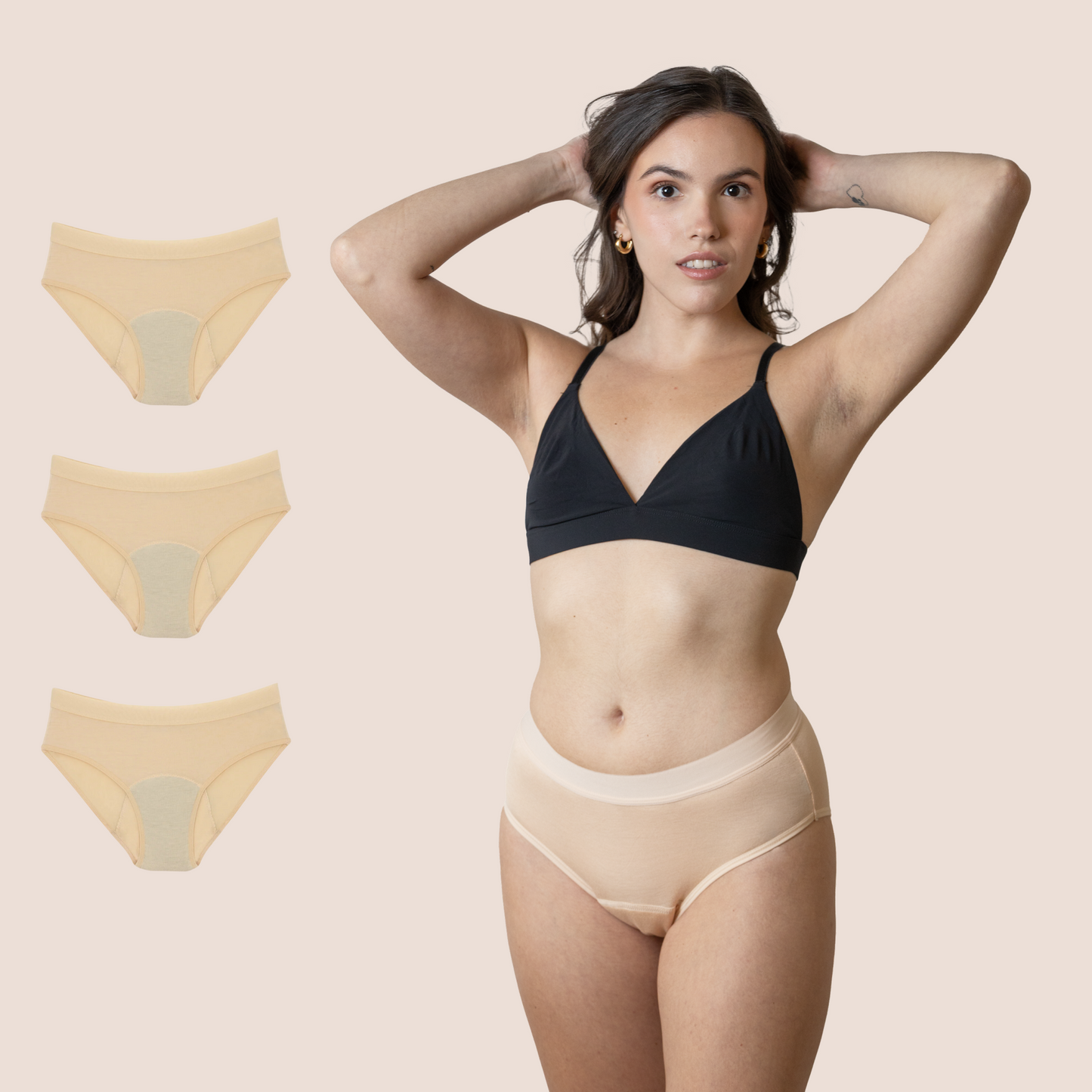 PERIOD UNDERWEAR TEEN BEIGE PACK 3