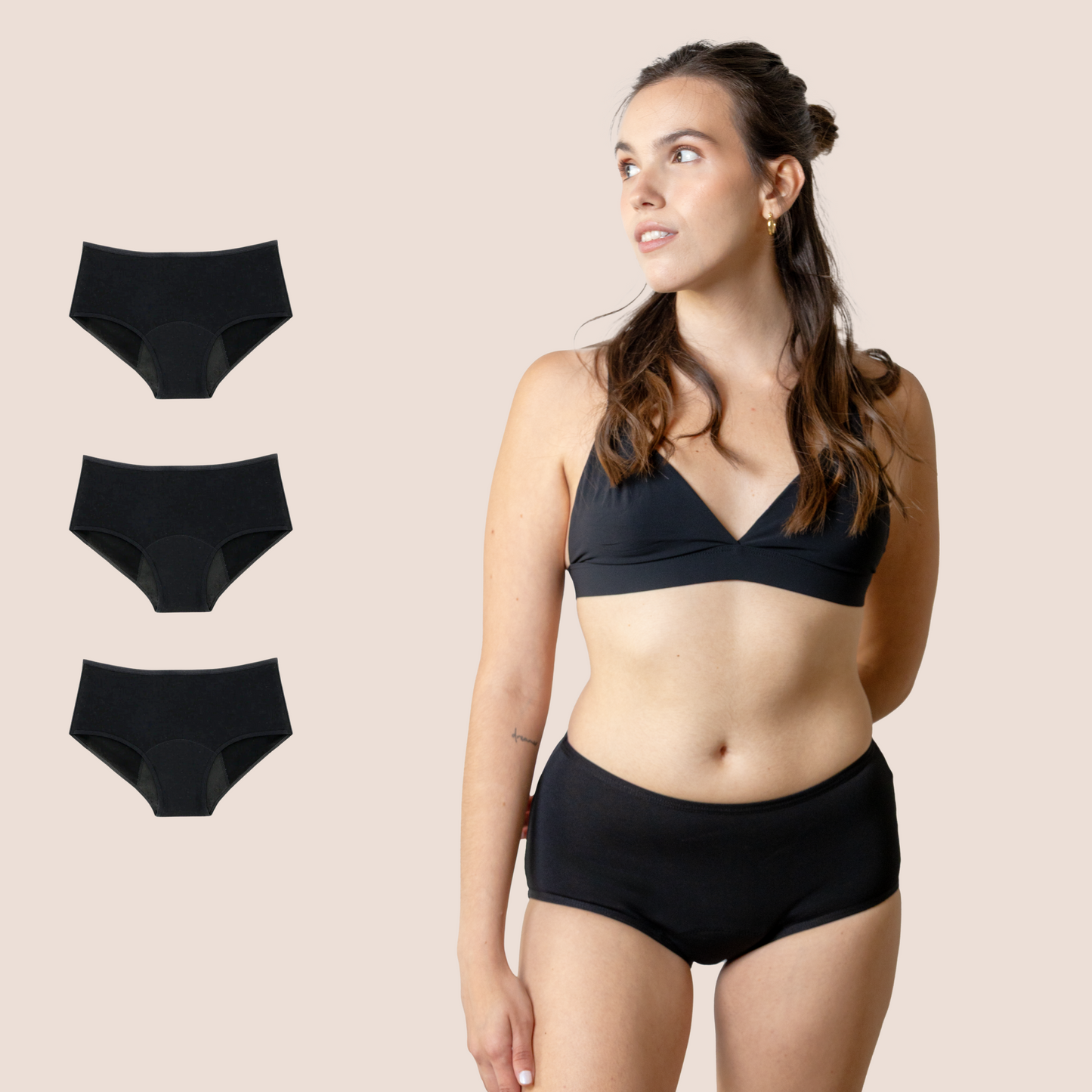 PERIOD UNDERWEAR TEEN HIGH WAIST BLACK PACK 3