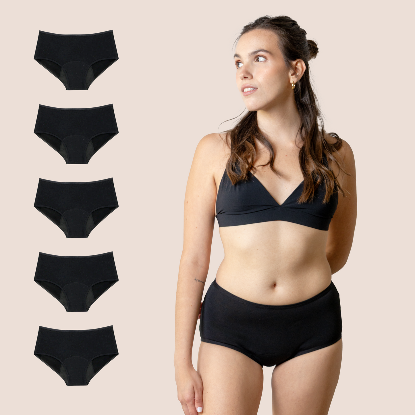 PERIOD UNDERWEAR TEEN HIGH WAIST BLACK PACK 5