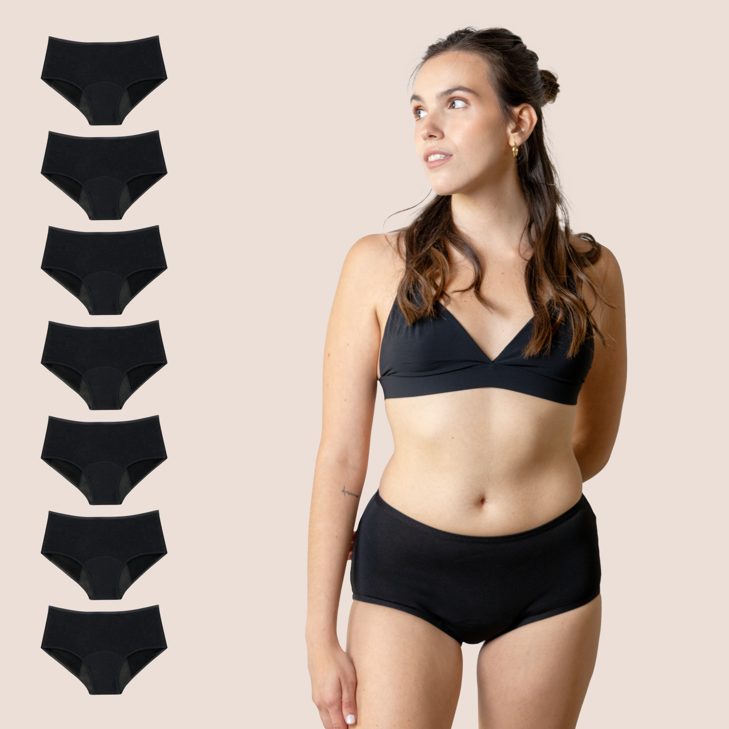 PERIOD UNDERWEAR TEEN HIGH WAIST BLACK PACK 7