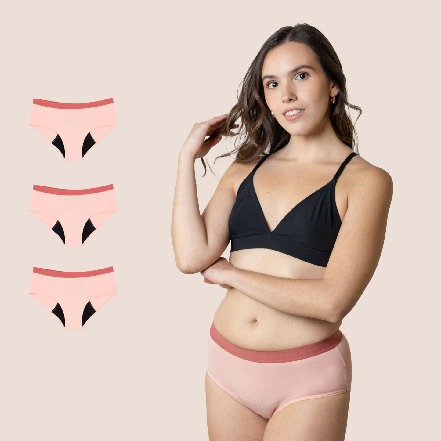PERIOD UNDERWEAR TEEN PINK PACK 3
