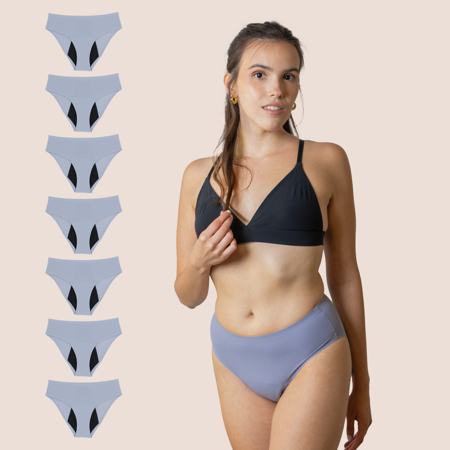 PERIOD UNDERWEAR TEEN SEAMLESS HIGH WAIST LAVENDER PACK 7