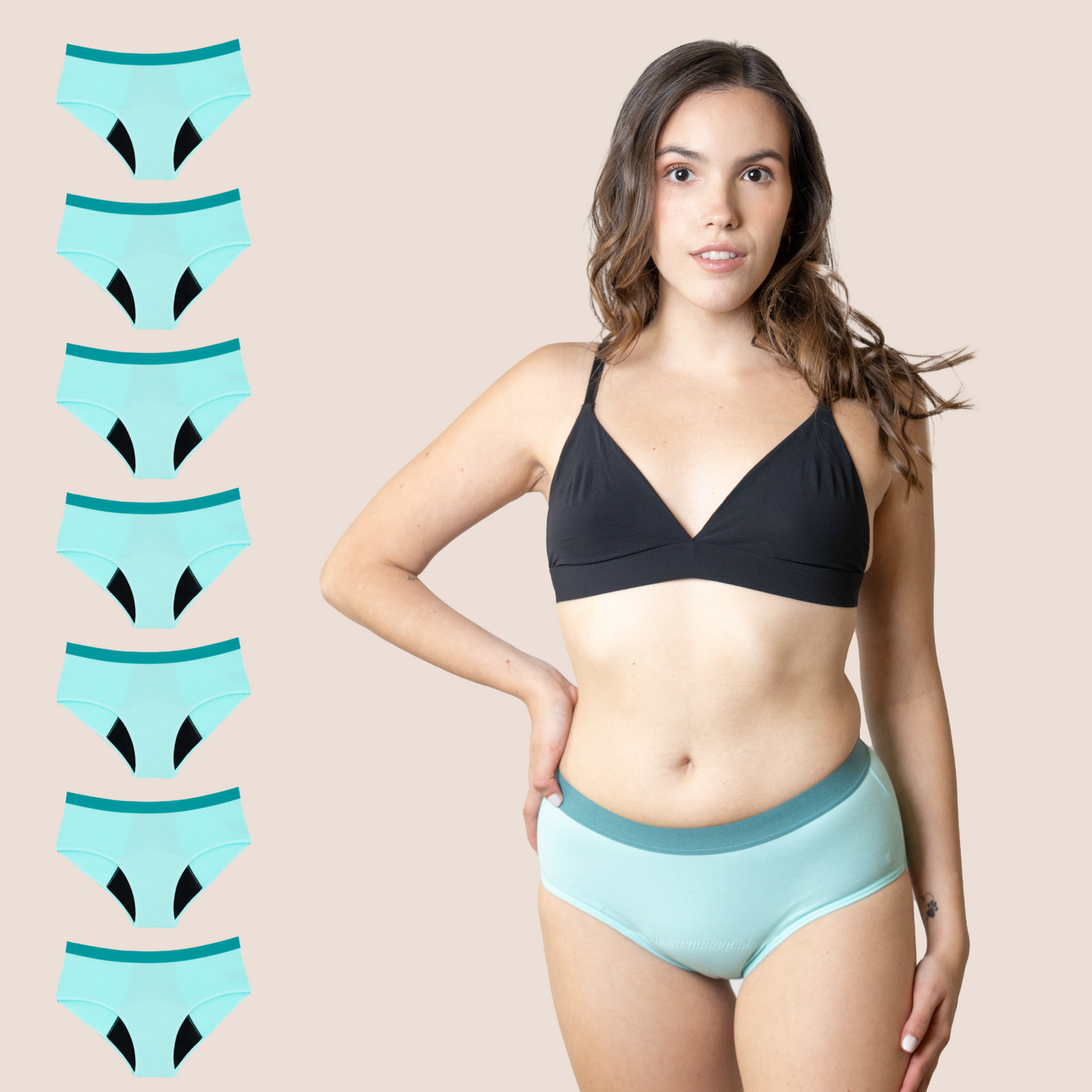 PERIOD UNDERWEAR TEEN TURQUOISE PACK 7