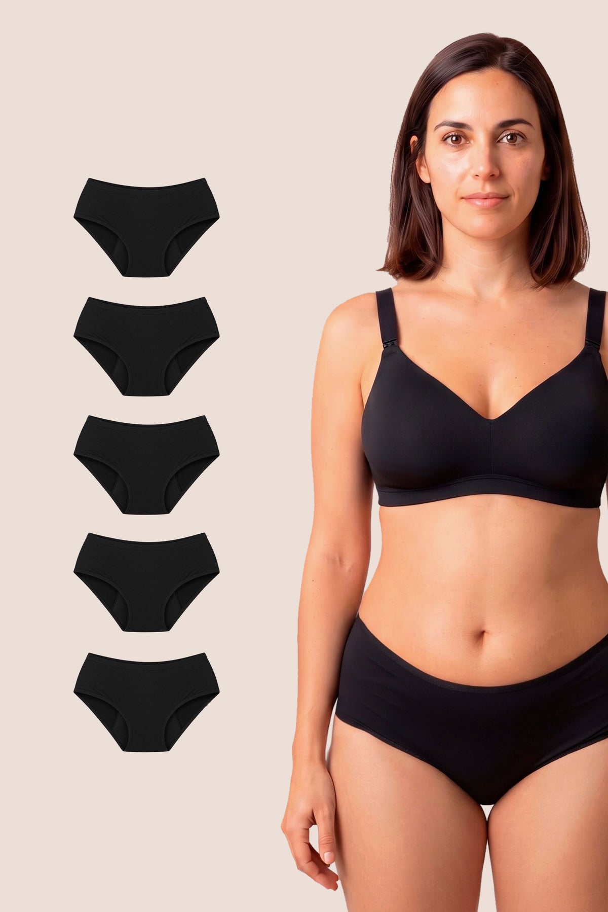 POSTPARTUM PANTIES BLACK PACK 5 GENERAL