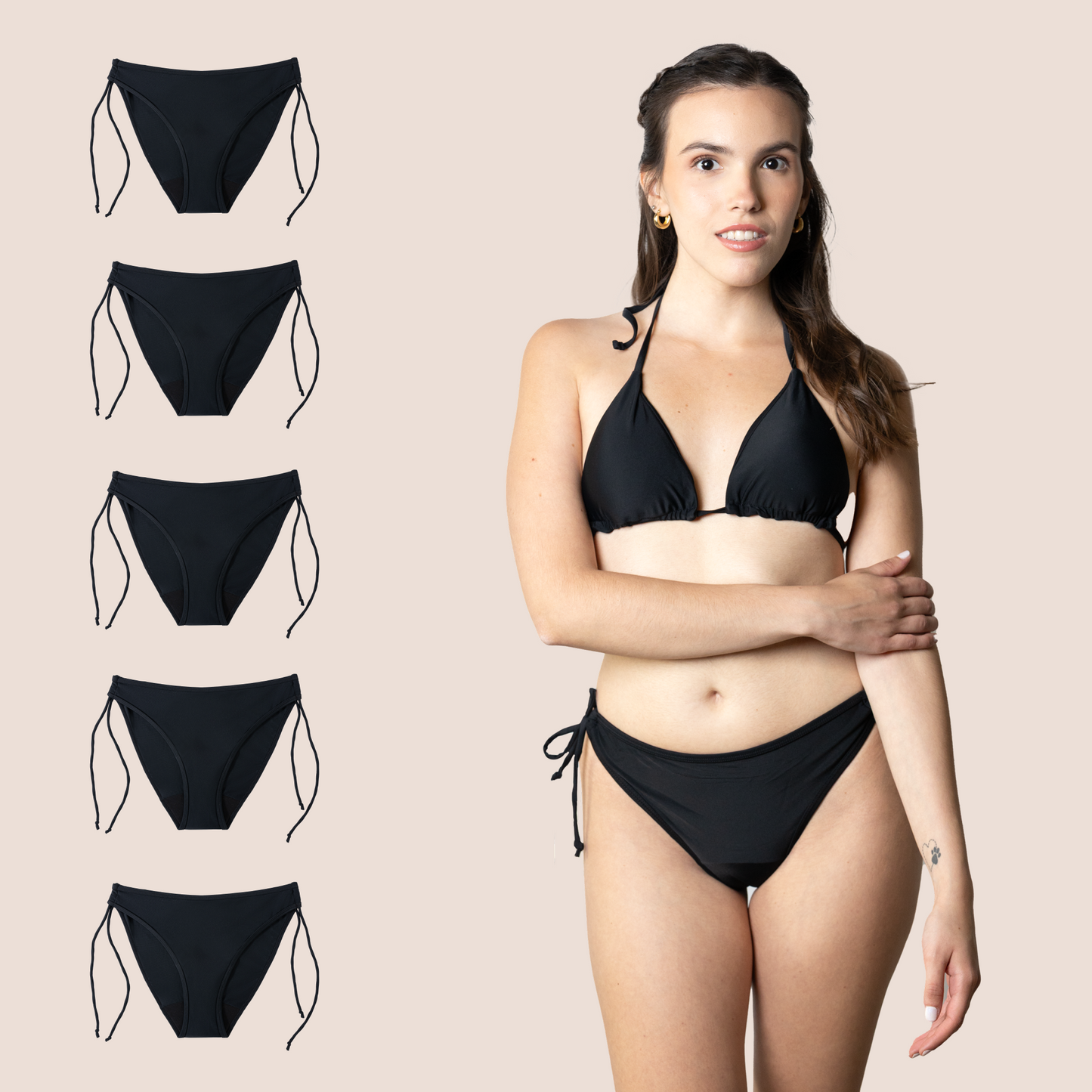 Period Swimwear for Teens Brazilian with Knot PACK 5