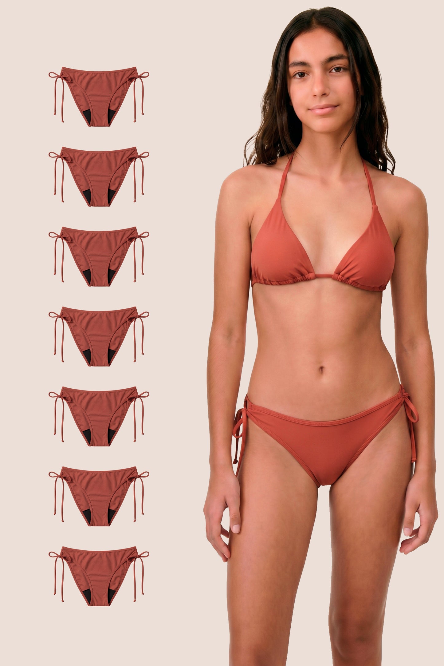 Period Swimwear for Teens Coral Brazilian pack 7 general