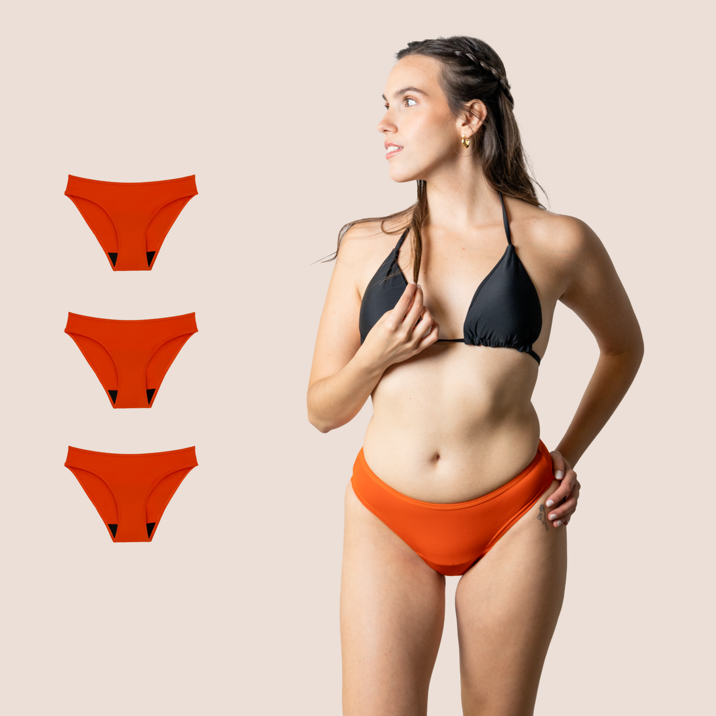 Period Swimwear for teens Classic Orange PACK 3