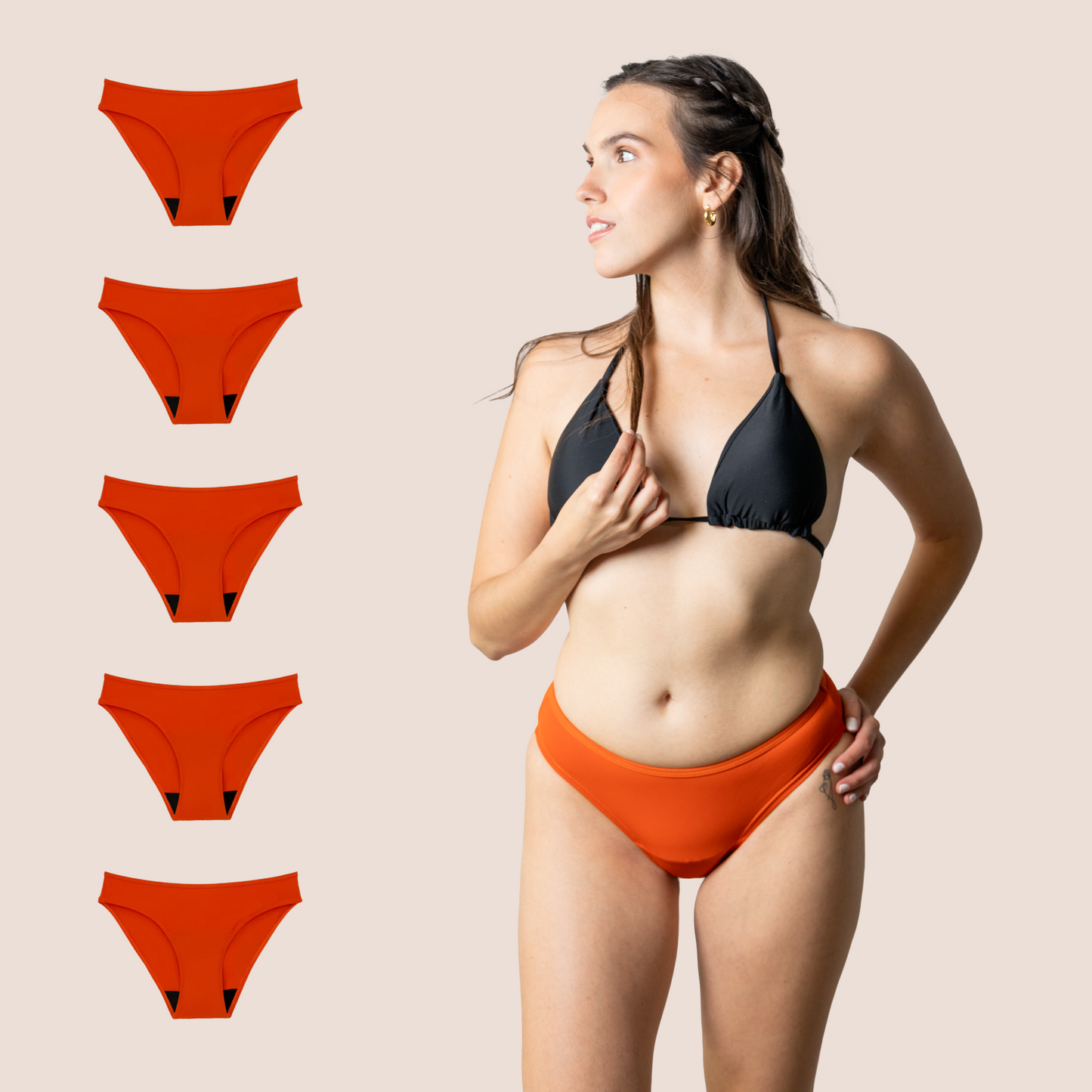 Period Swimwear for teens Classic Orange PACK 5