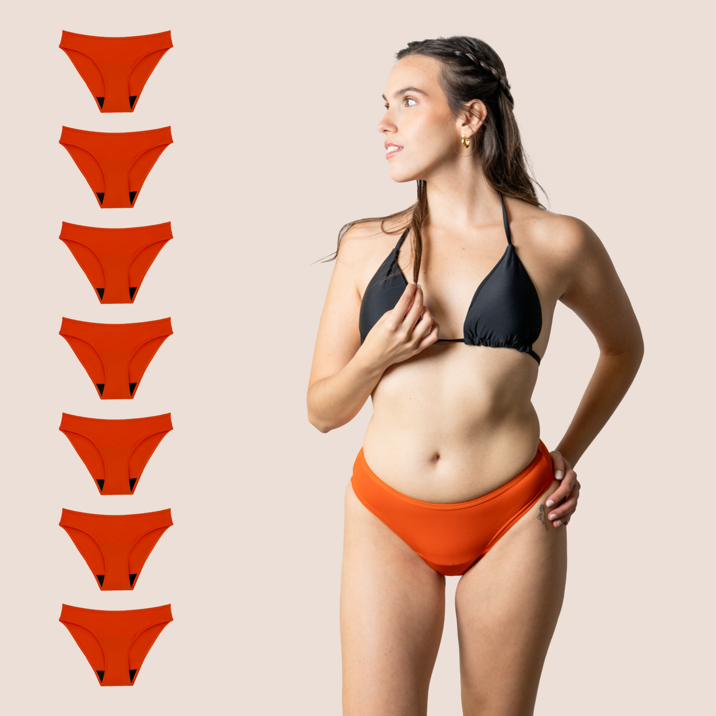 Period Swimwear for teens Classic Orange PACK 7