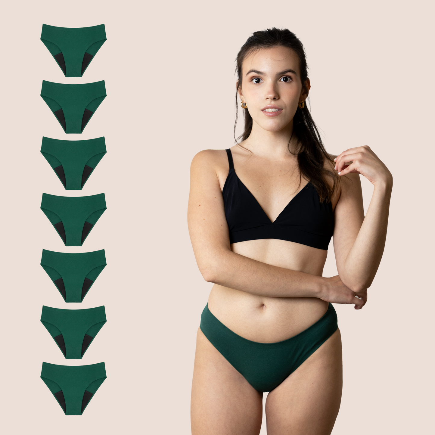 Period Underwear for teens Seamless Green pack 7