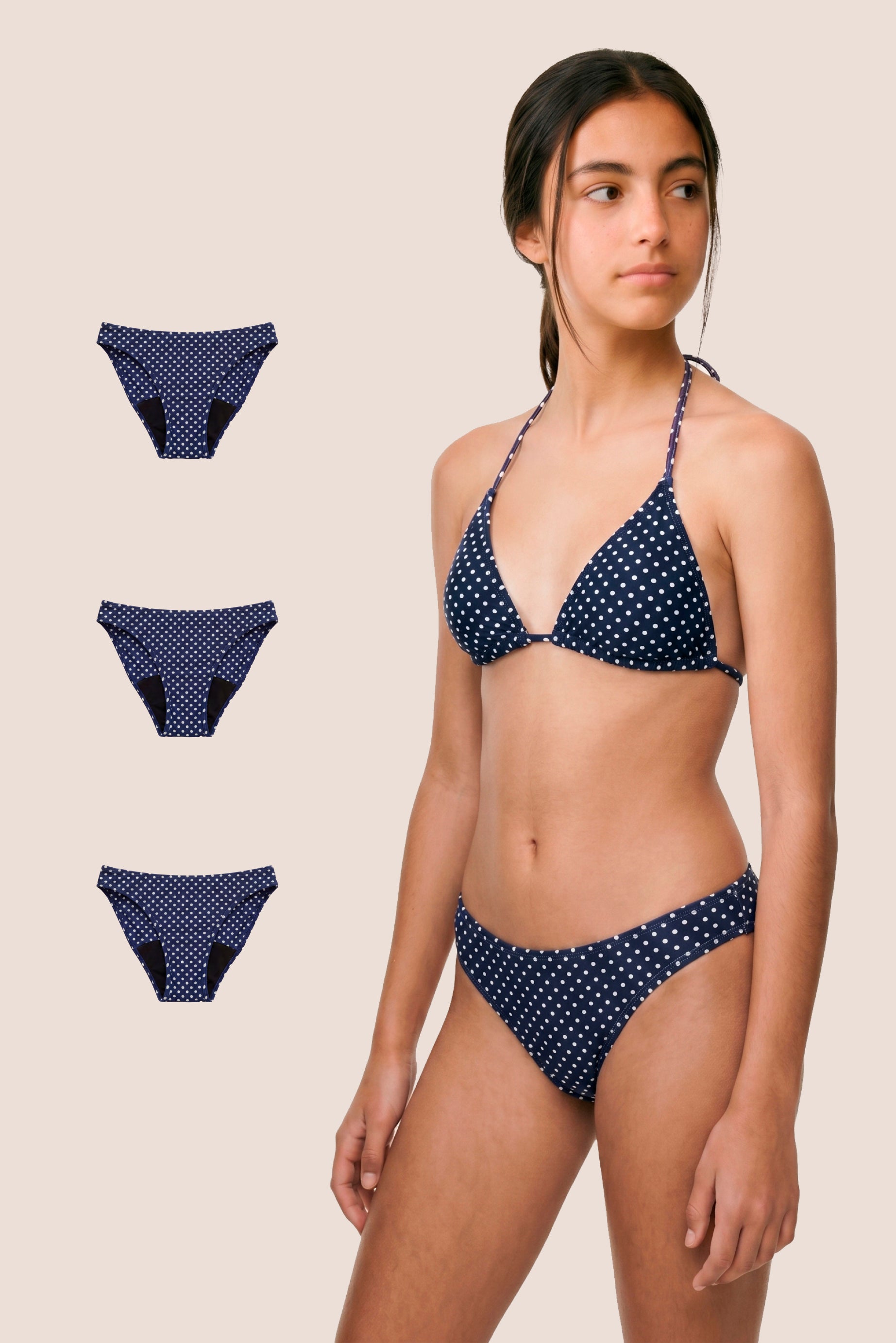 BIKINI BLUE POLKA DOT CLASSIC TEEN PACK 3 GENERAL