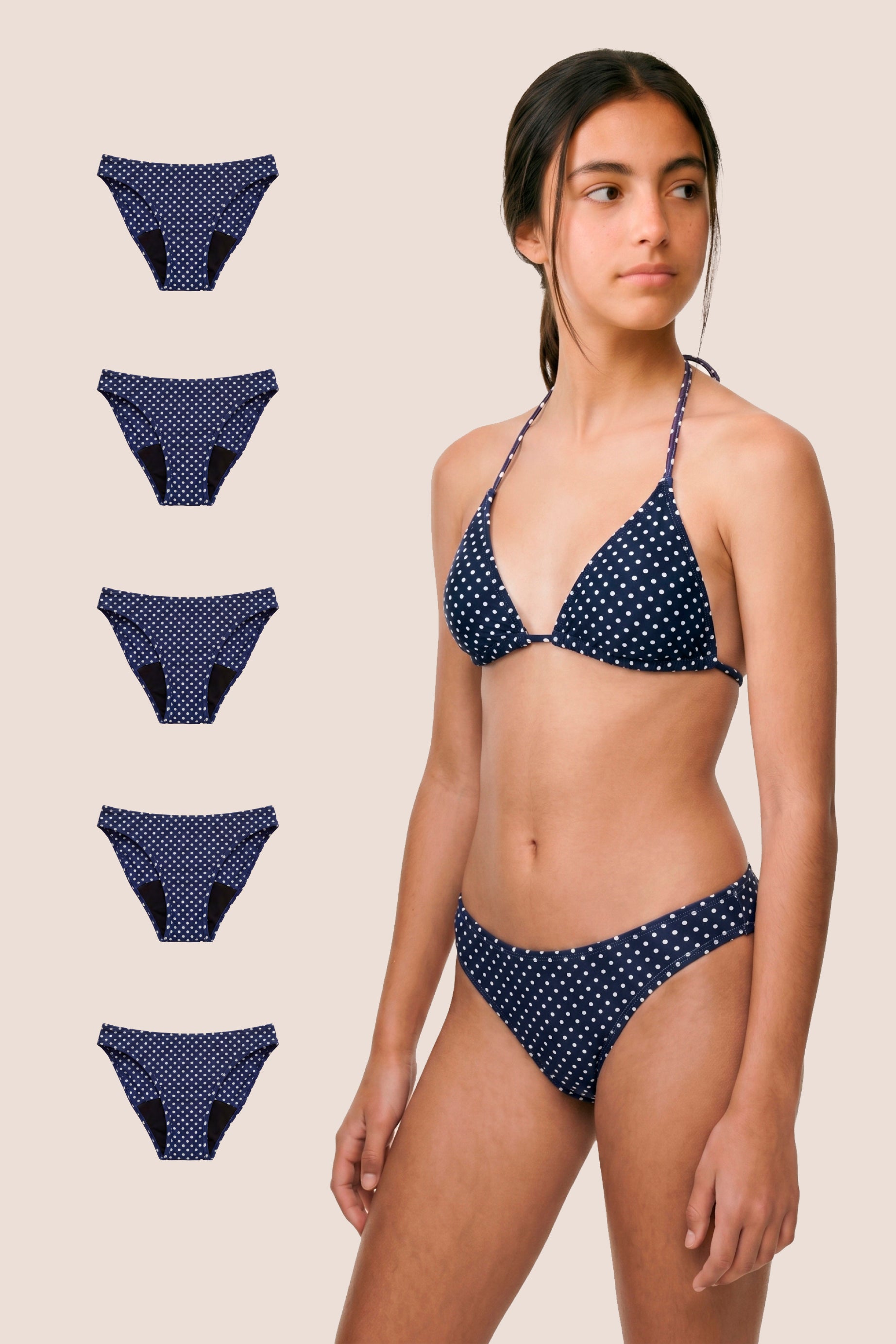 BIKINI BLUE POLKA DOT CLASSIC TEEN PACK 5 GENERAL