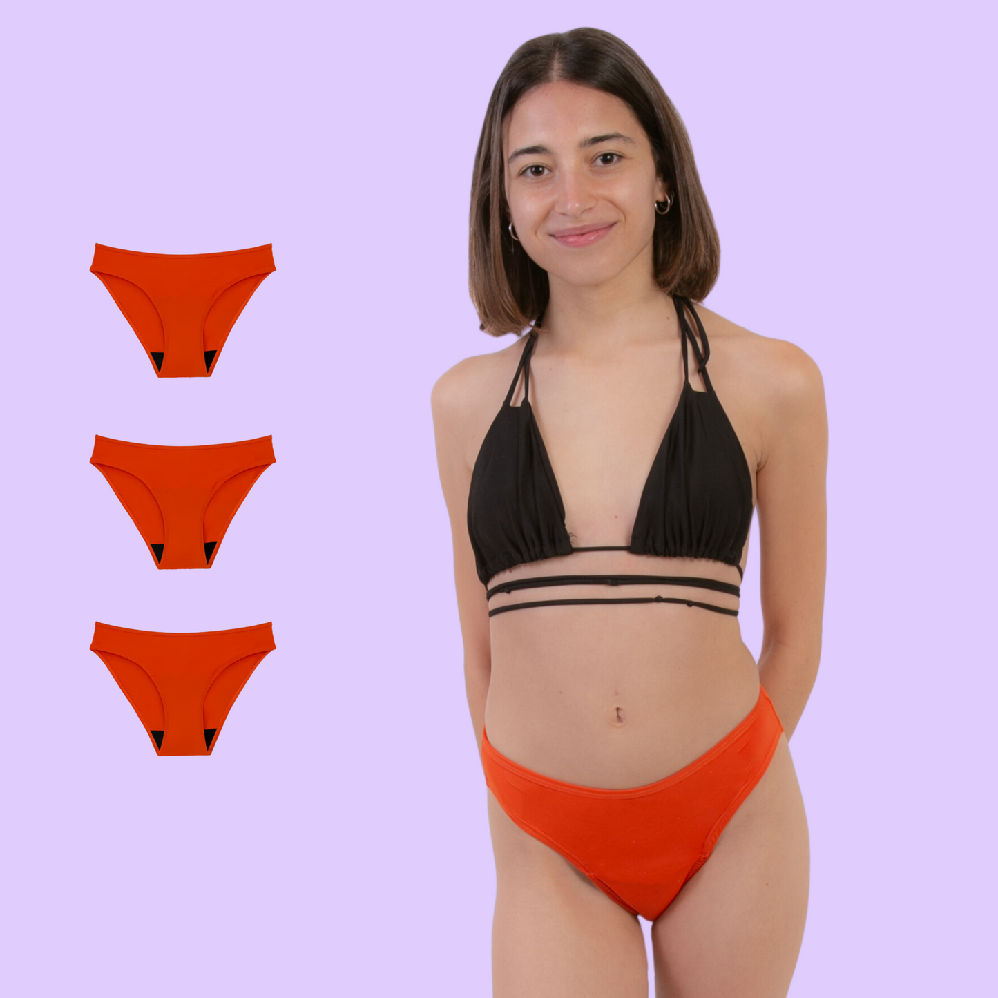 Period swimwear for teens orange pack 3