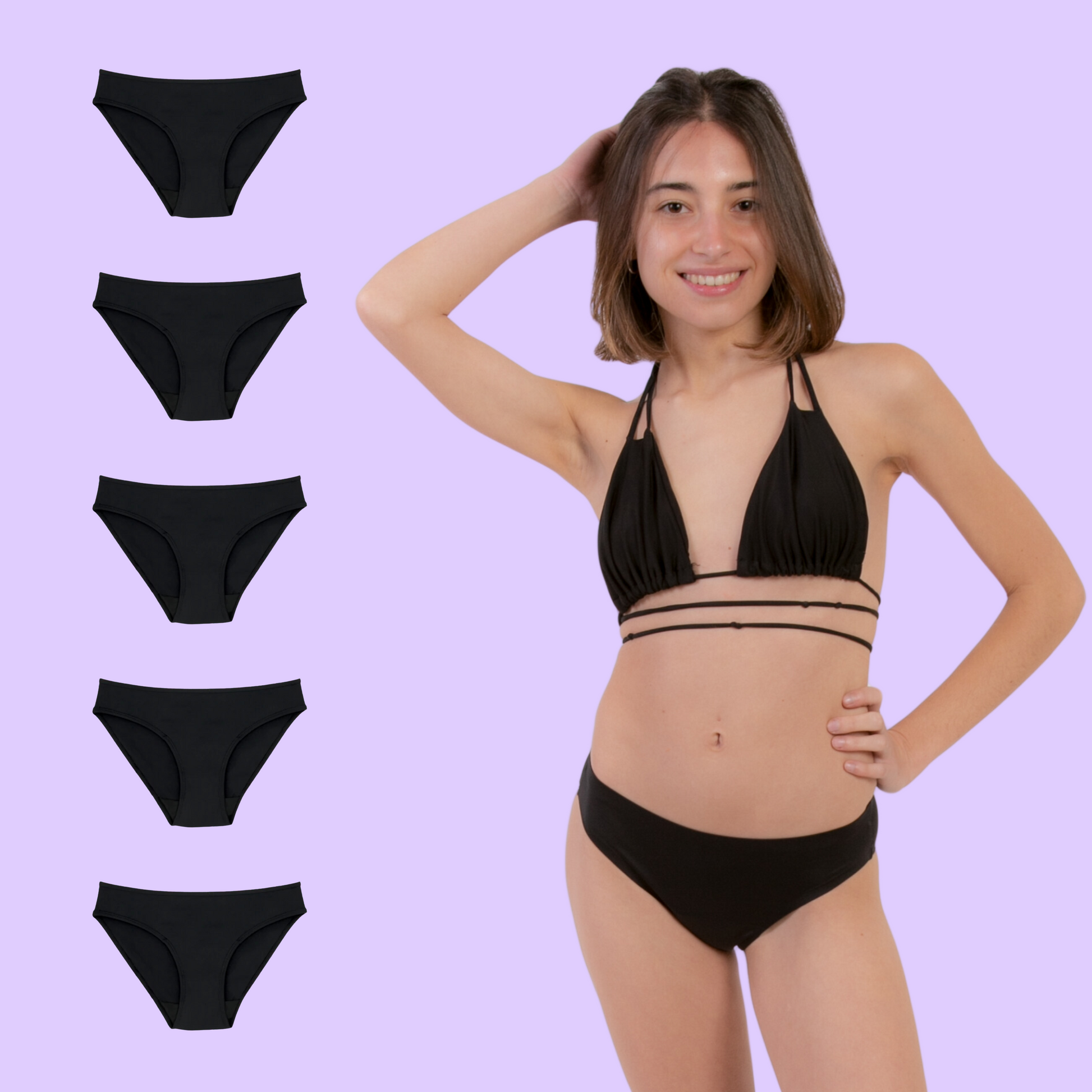 Period swimwear for teens black pack 5