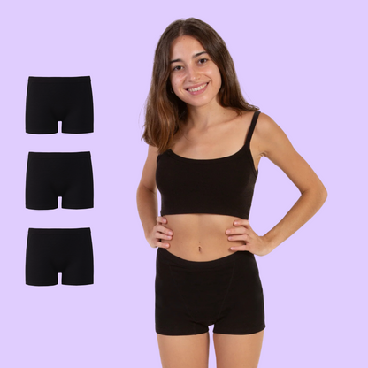 Period boxer for teens black pack 3