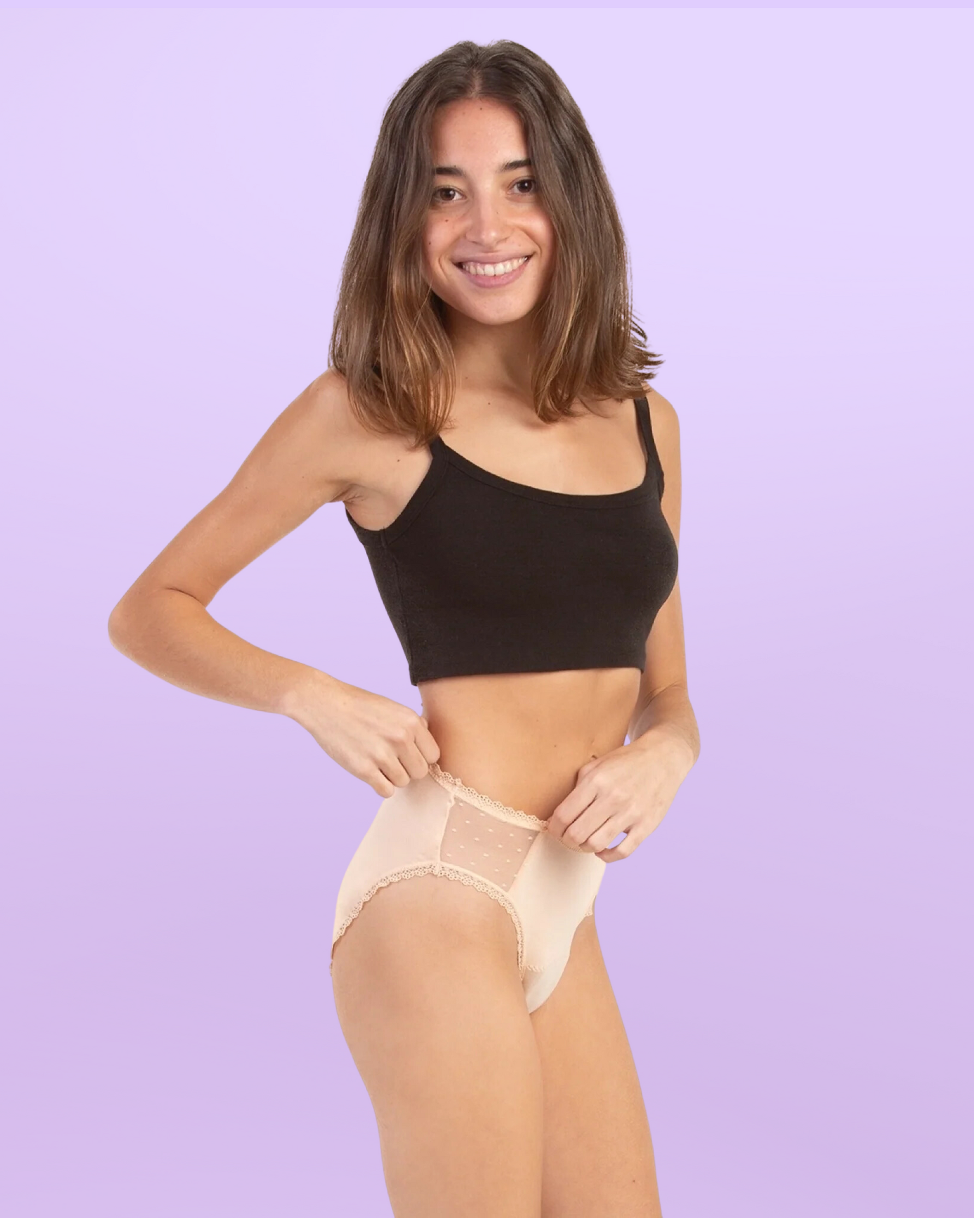 Period underwear for teens transparent hips beige side general