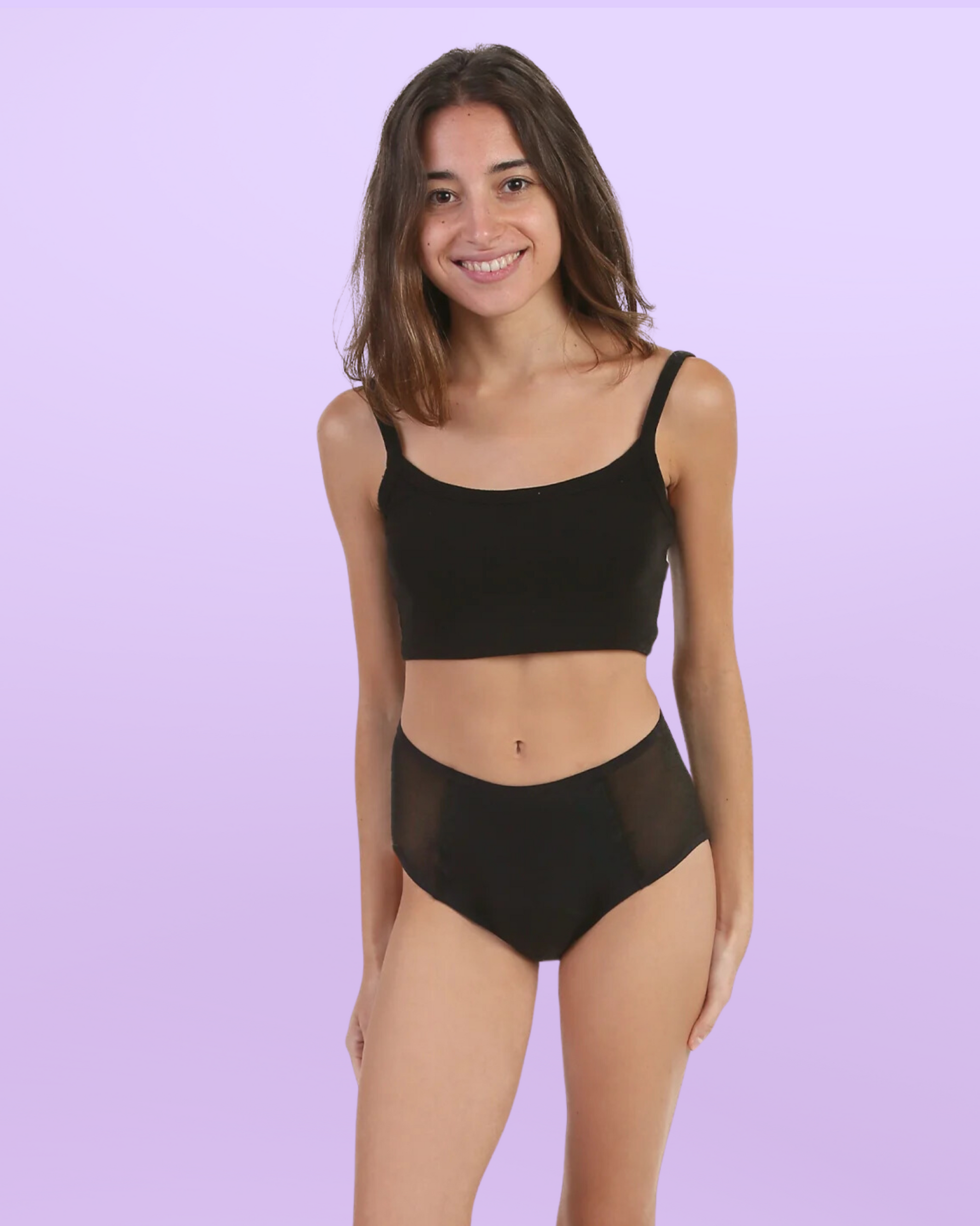 Period underwear for teens high waist transparent hips black front general