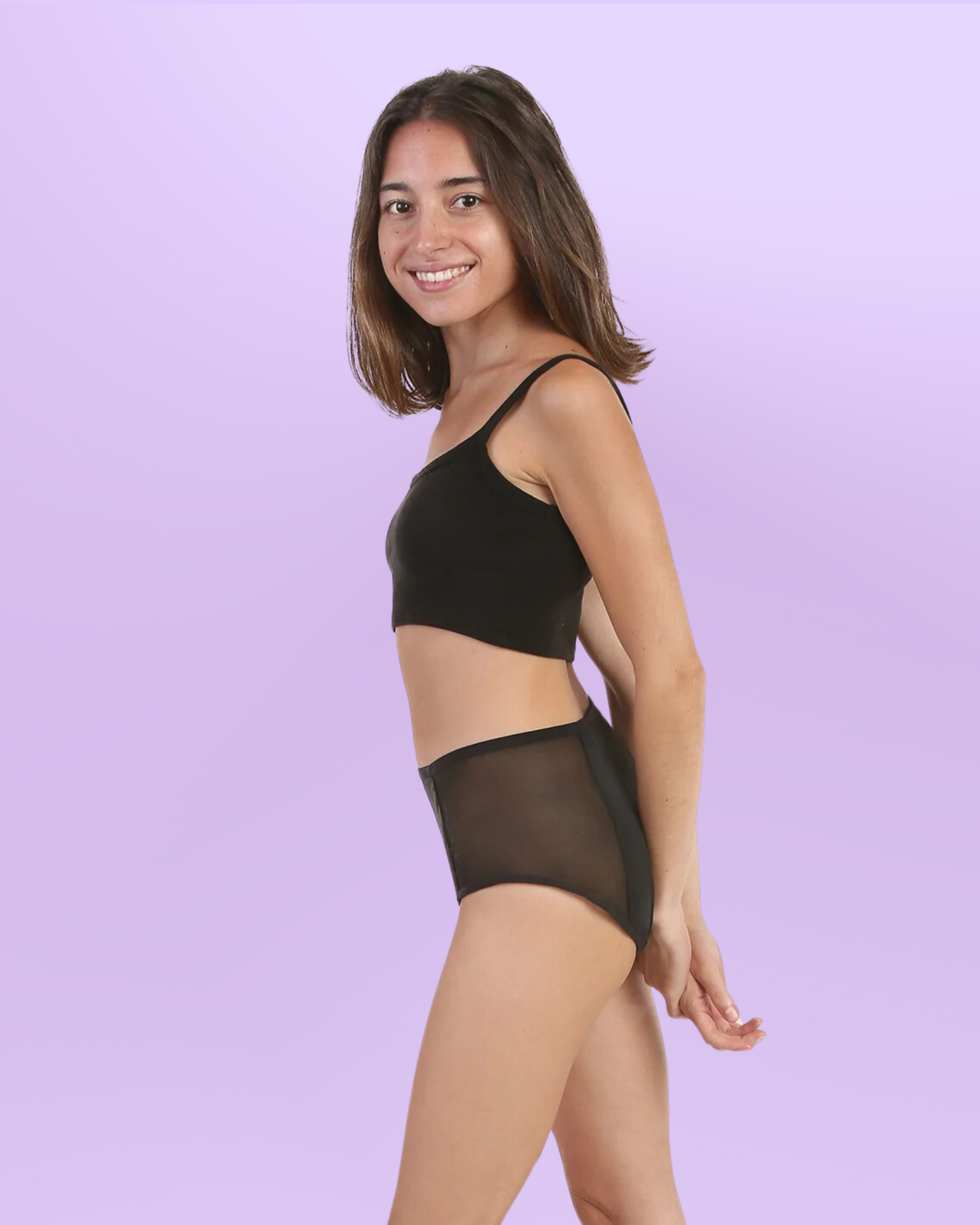 Period underwear for teens high waist transparent hips black side general