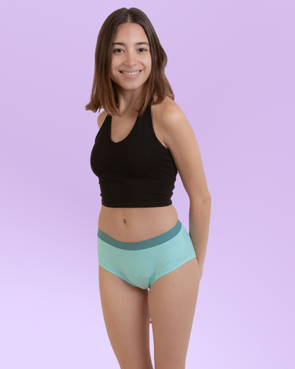 Period underwear for teens turquoise front general