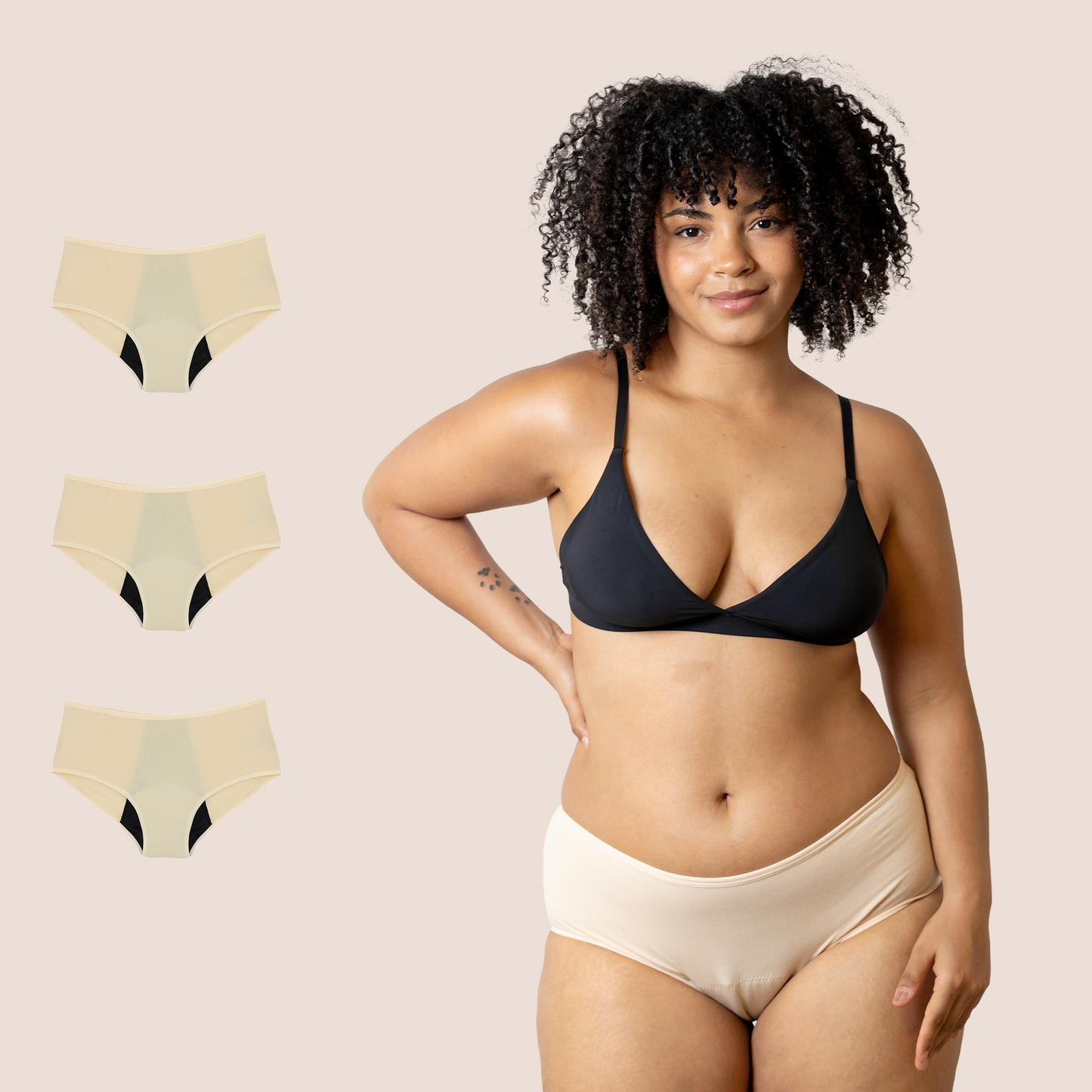 Period Panties | High Waist | Beige