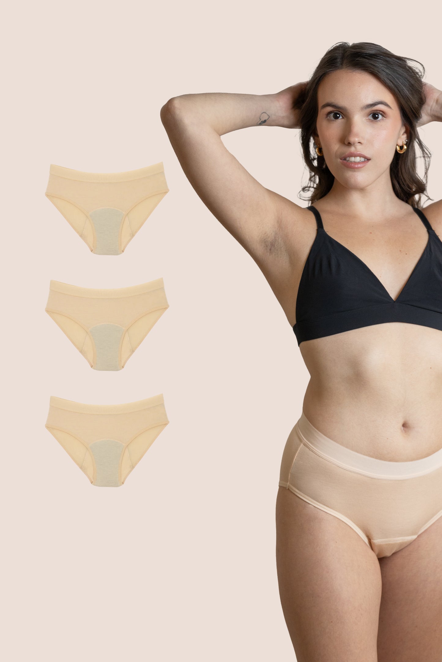 PERIOD UNDERWEAR TEEN BEIGE PACK 3