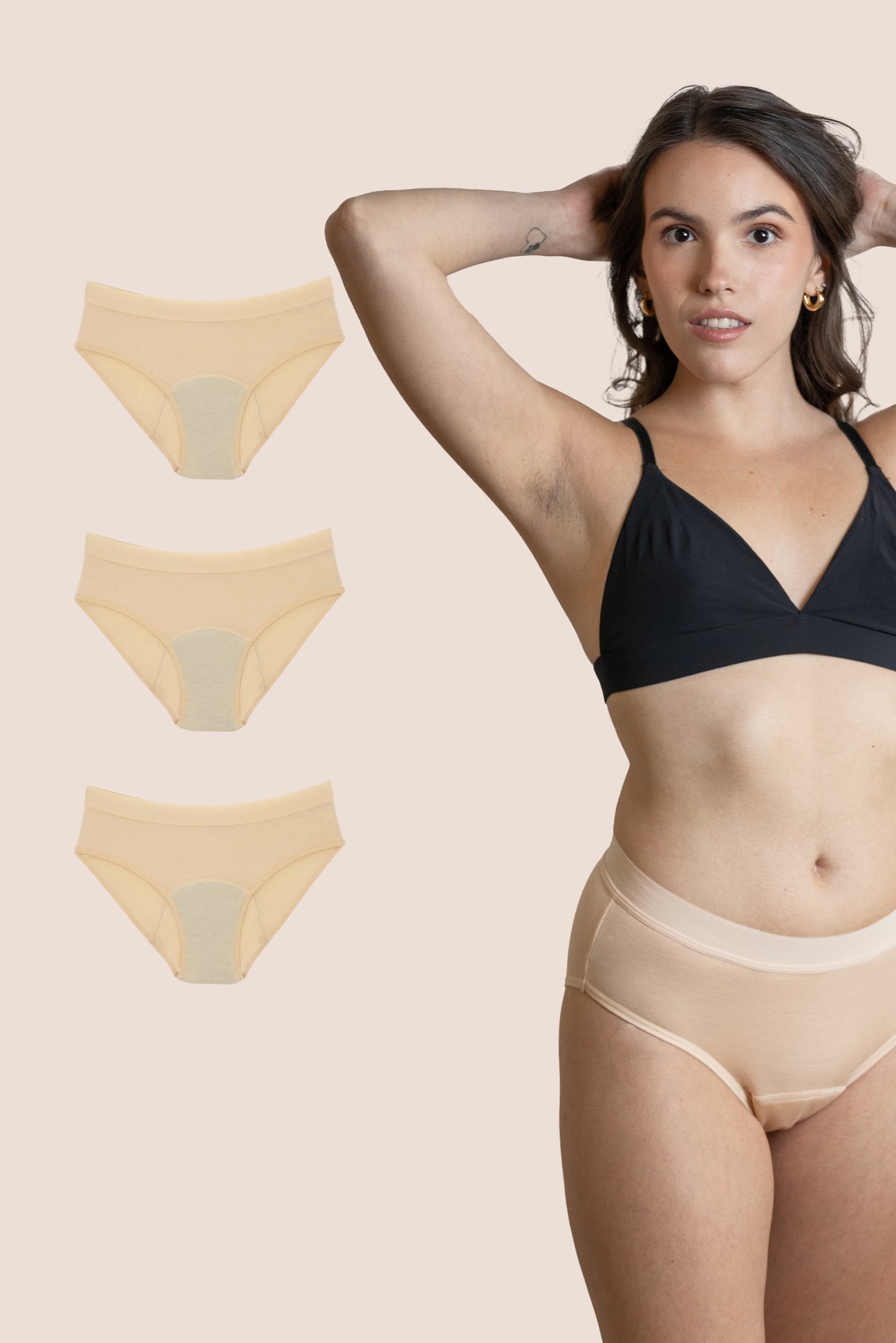 PERIOD UNDERWEAR TEEN BEIGE PACK 3
