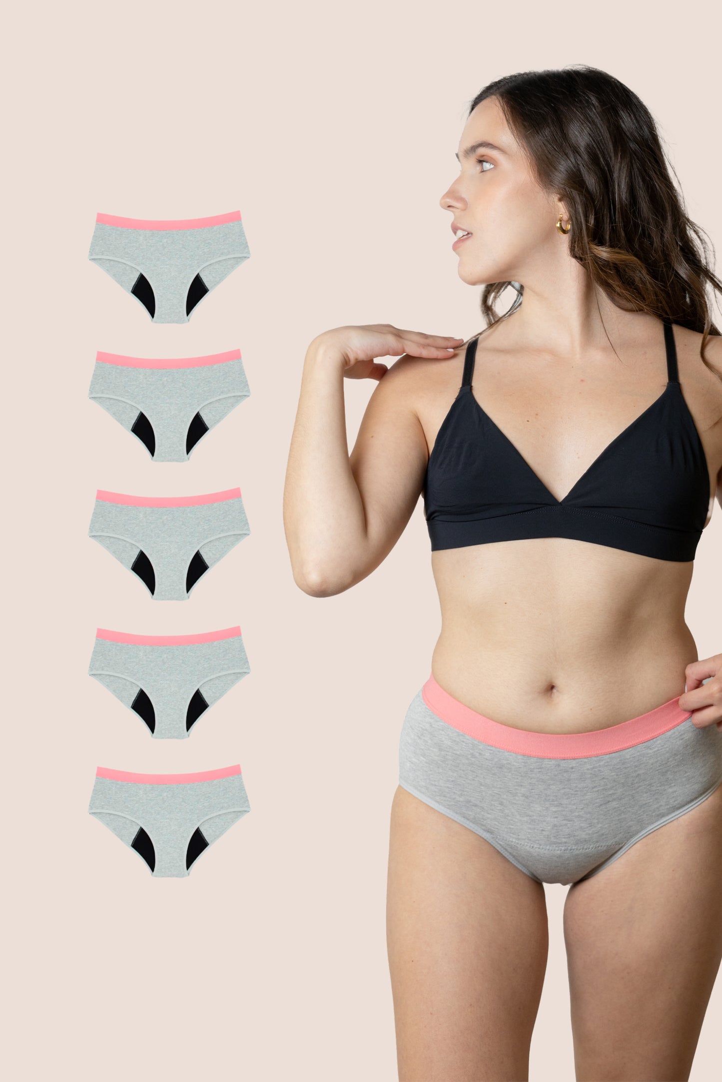PERIOD UNDERWEAR TEEN GRAY PACK 5