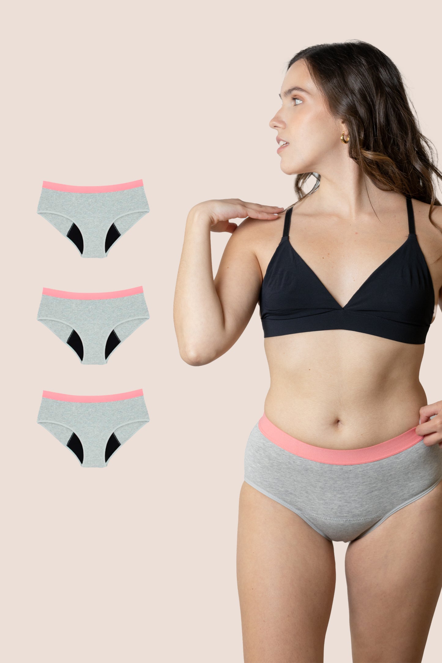 PERIOD UNDERWEAR TEEN GRAY PACK 3