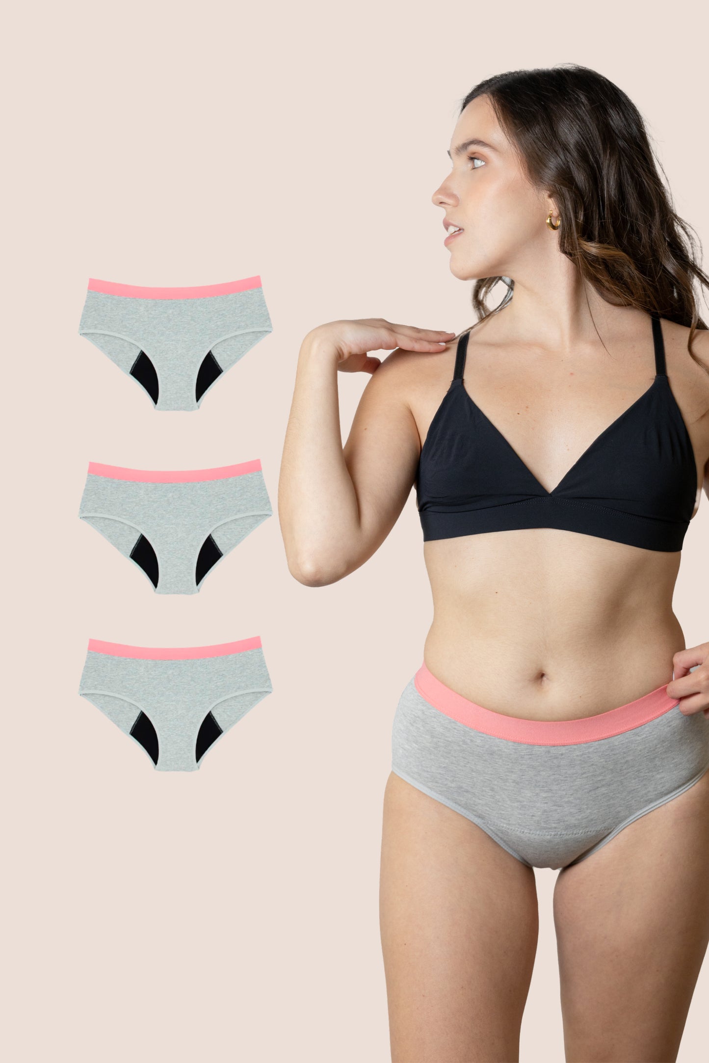 PERIOD UNDERWEAR TEEN GRAY PACK 3
