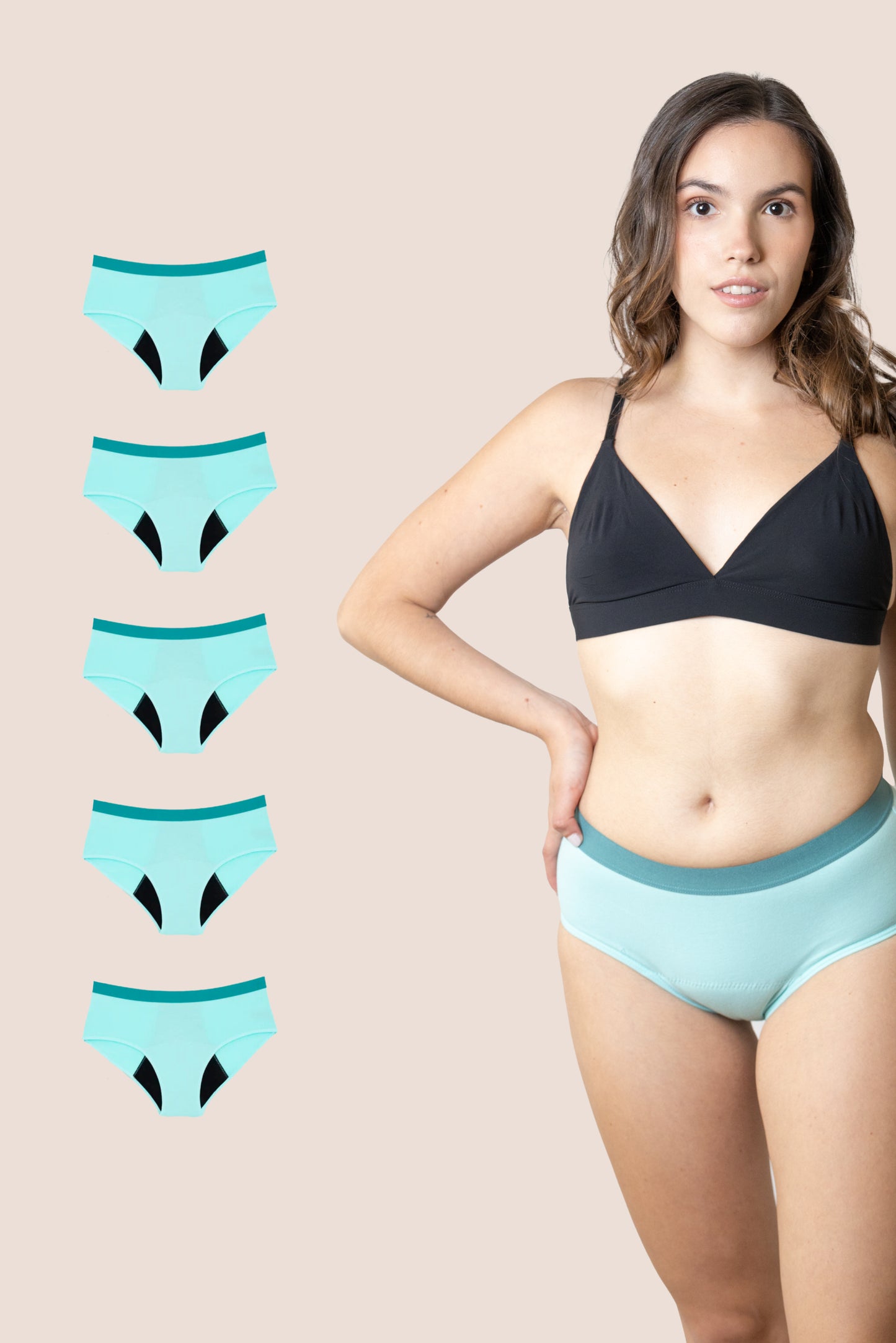 PERIOD UNDERWEAR TEEN TURQUOISE PACK 5
