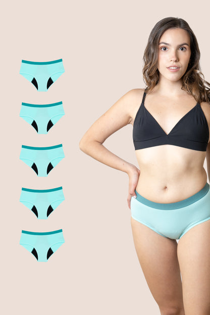 PERIOD UNDERWEAR TEEN TURQUOISE PACK 5