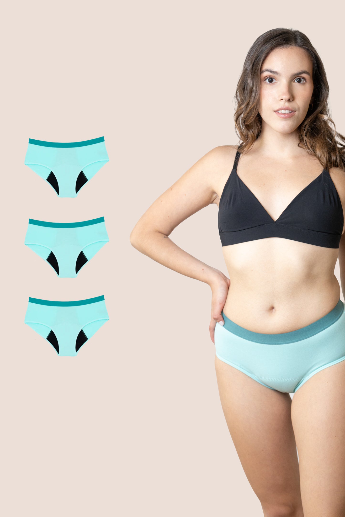 PERIOD UNDERWEAR TEEN TURQUOISE PACK 3