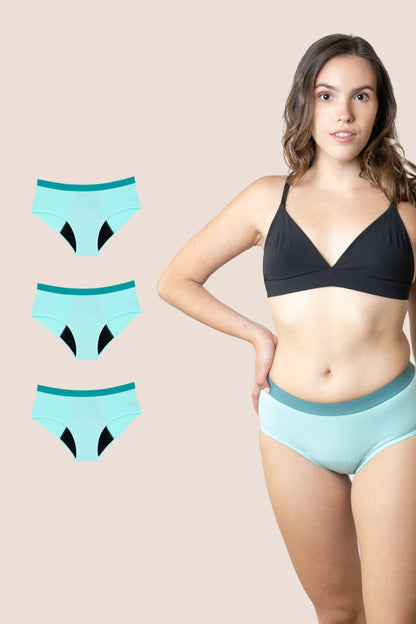 PERIOD UNDERWEAR TEEN TURQUOISE PACK 3