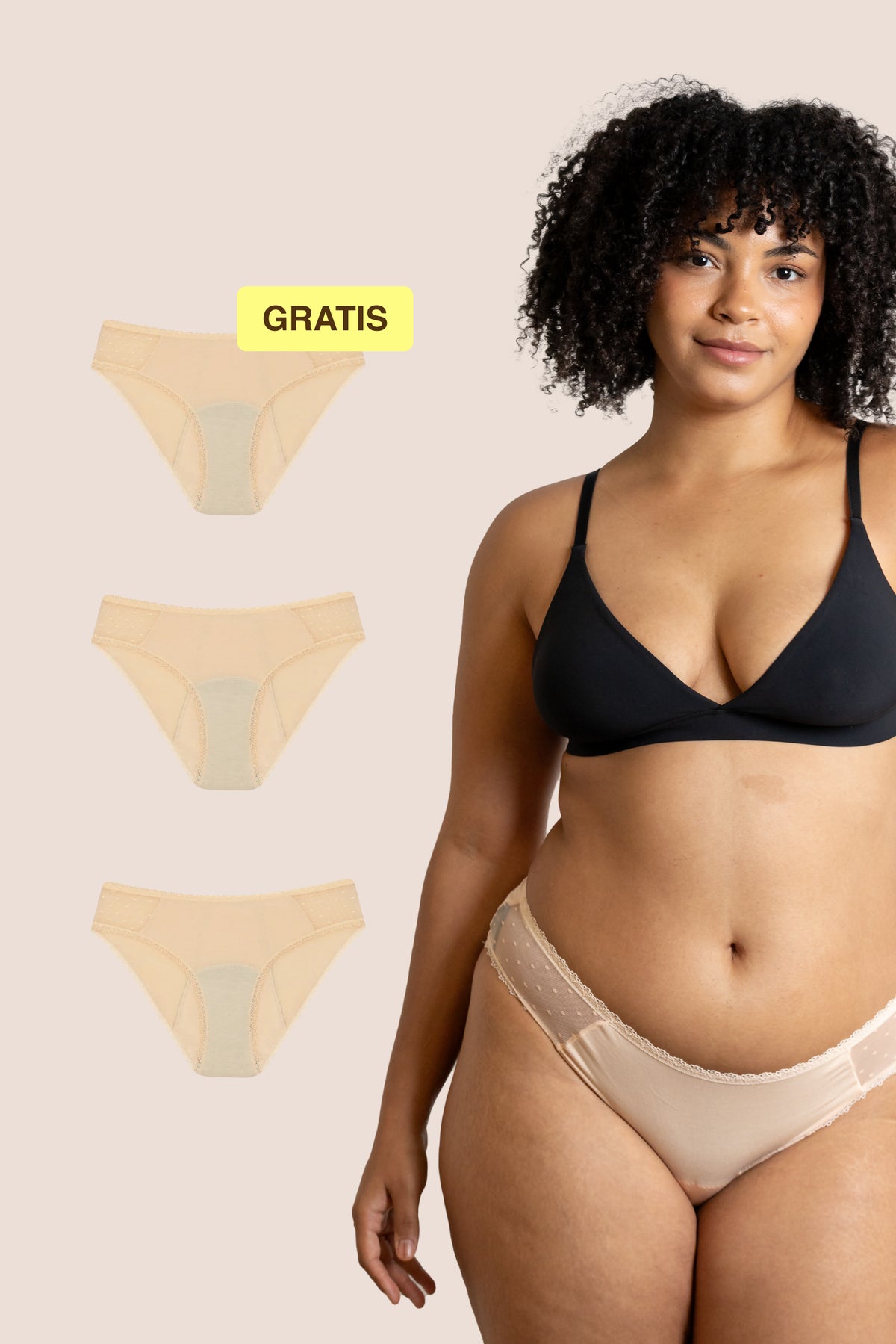 Mutandine mestruali | Fianchi trasparenti | Beige