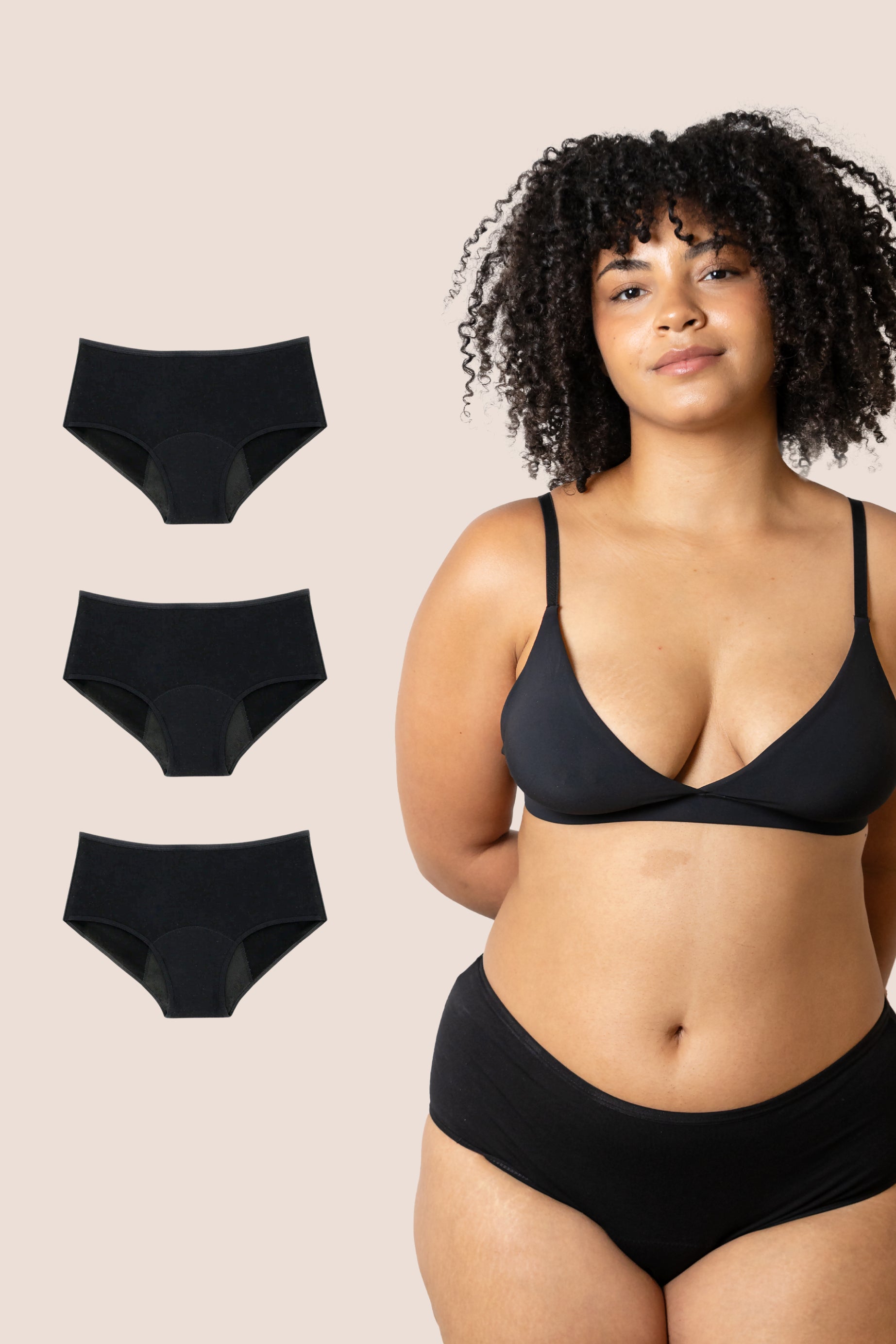 POSTPARTUM PANTIES BLACK PACK 3