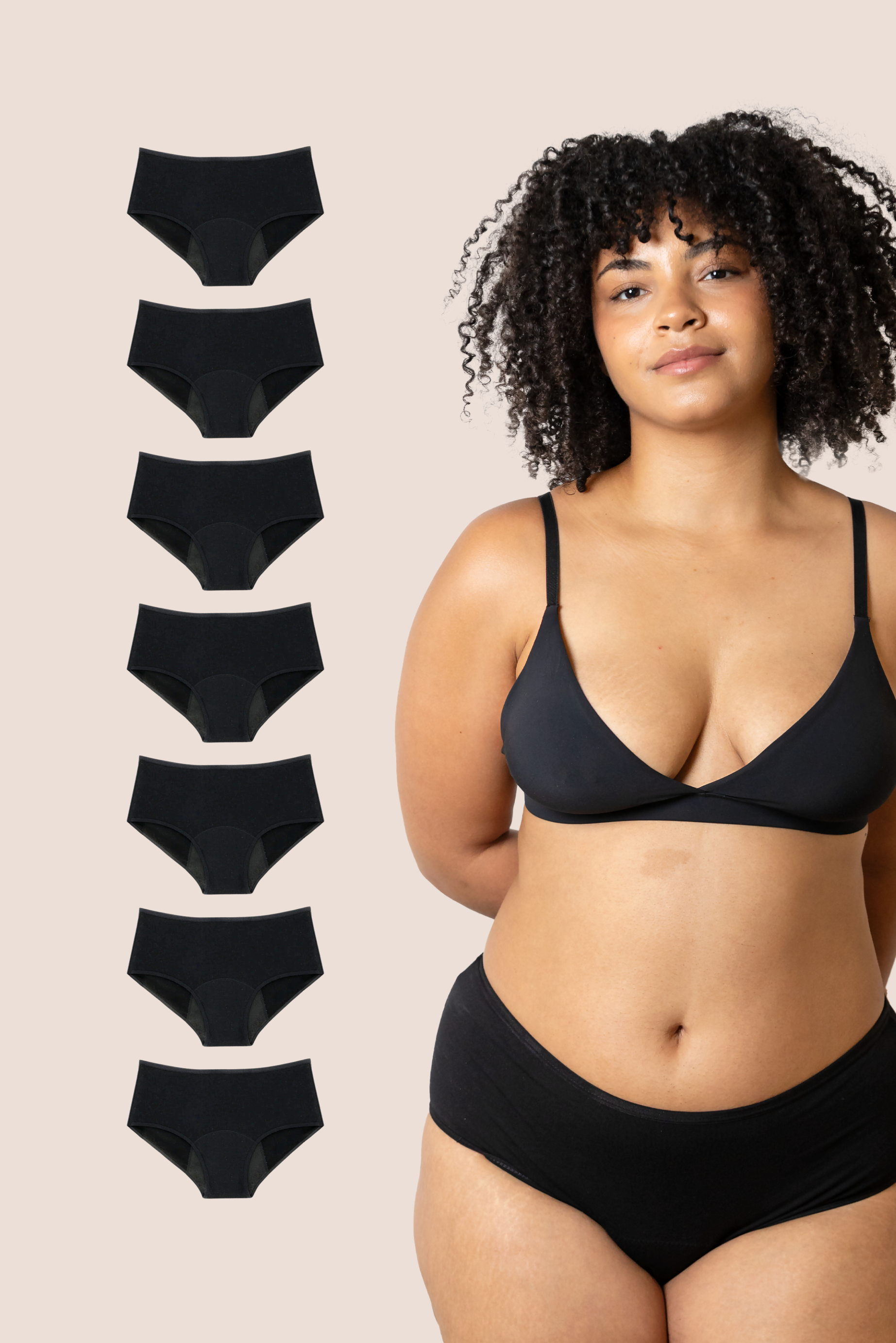 POSTPARTUM PANTIES BLACK PACK 7
